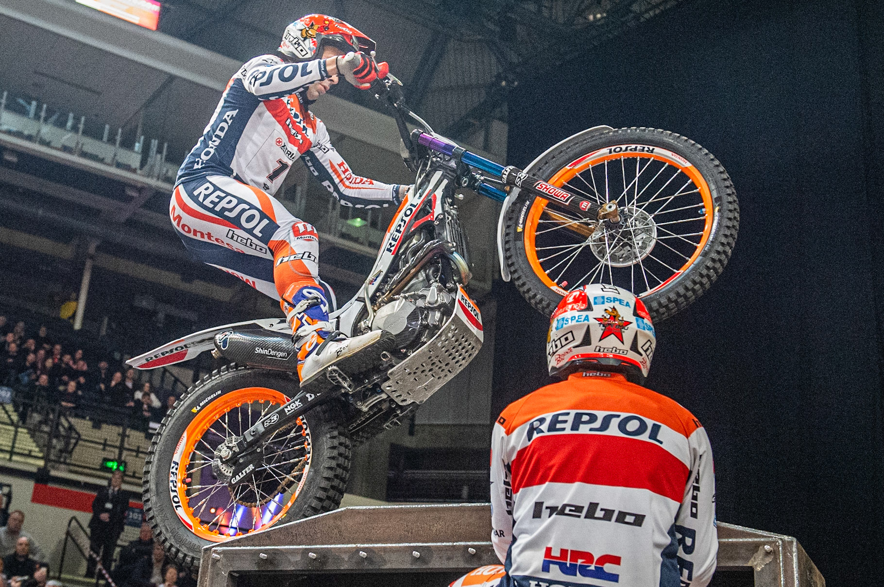 SHEFFIELD, ENGLAND  - DECEMBER 28TH  Tony Bou, Spain (Montessa) on section 1  during the 25th Anniversary Sheffield Indoor Trial at the FlyDSA Arena, Sheffield on Saturday 28th December 2019. (Credit: Ian Charles | MI News)