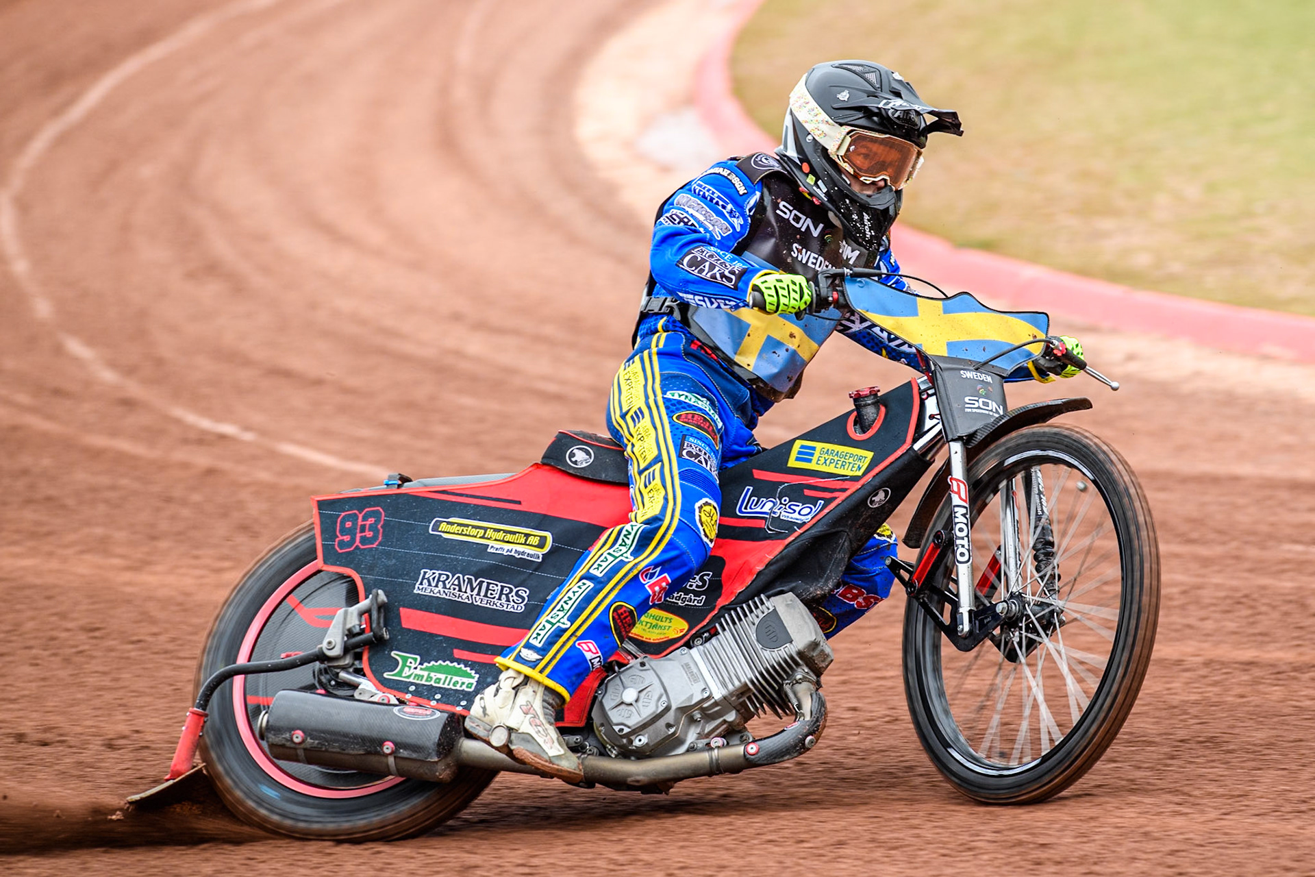 Oliver Berntzon of Sweden practices during the Monster Energy FIM Speedway of Nations Semi-Final 1 at the National Speedway Stadium, Manchester on Tuesday 9th July 2024. (Photo: Ian Charles | MI News)