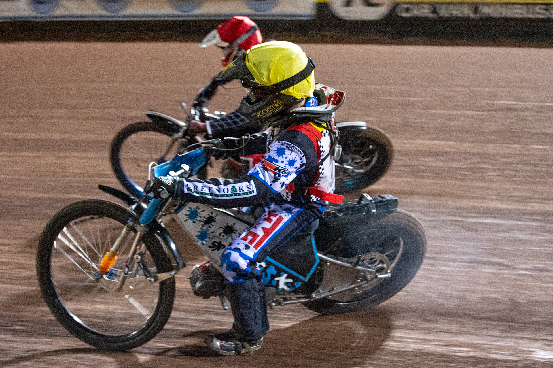 Photo: Ian CharlesBilly Budd (Yellow) inside Jack Shimelt (125cc A Class)British Youth Speedway Championship (Round 5), National Speedway Stadium, Manchester Saturday  10  October  2020