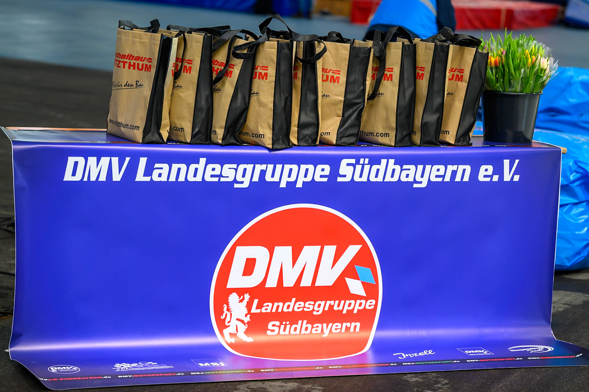 Goodie bags for the riders during the Ice Speedway Gladiators World Championship Final 2 at Max-Aicher-Arena, Inzell on Sunday 15th March 2026. (Photo: Ian Charles | MI News)