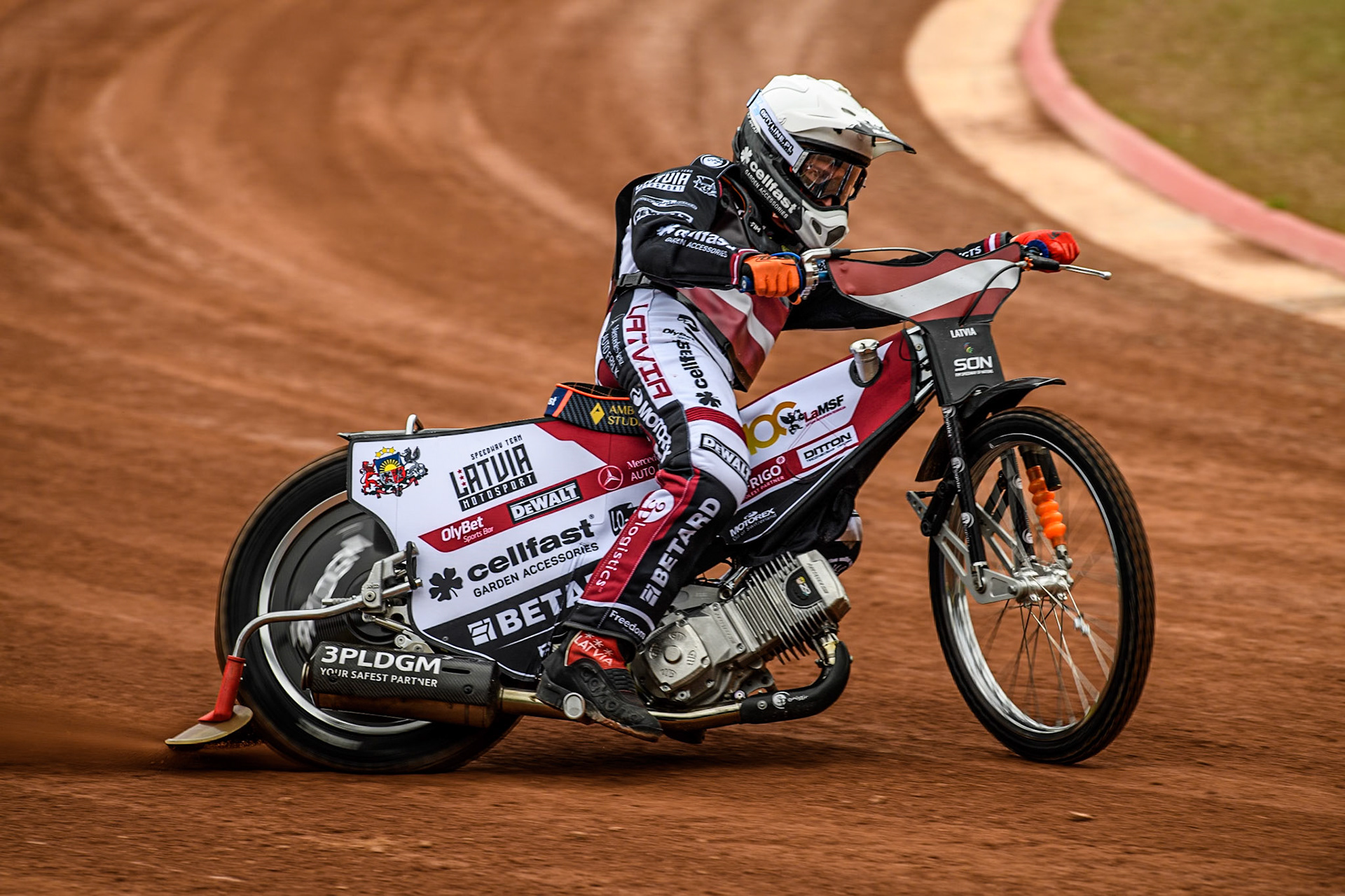 Andzejs Lebedevs of Latvia practices during the Monster Energy FIM Speedway of Nation Semi Final 2 at the National Speedway Stadium, Manchester on Wednesday 10th July 2024. (Photo: Ian Charles | MI News)