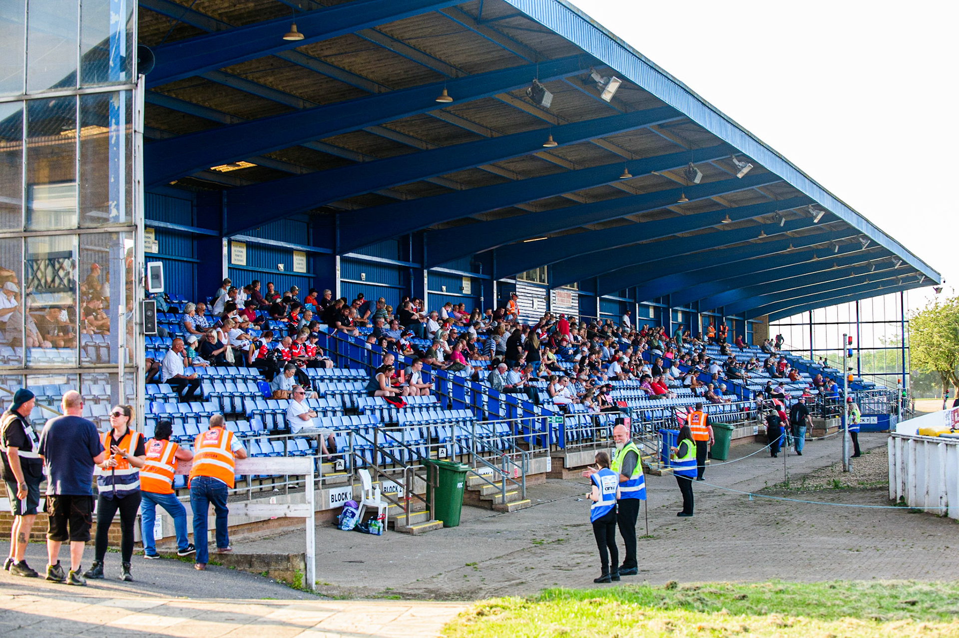 PETERBOROUGH, UK. JULY 19TH   The main stand at the East Of England Showground starting to fill up as crowds are allowed back in to events during the SGB Premiership match between Peterborough and Belle Vue Aces at East of England Showground, Peterborough on Monday 19th July 2021. (Credit: Ian Charles | MI News)