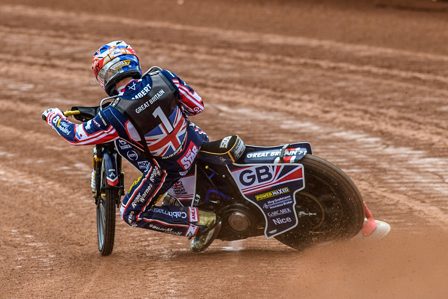 Robert Lambert of Great Britain  practices during the Monster Energy FIM Speedway of Nation Semi Final 2 at the National Speedway Stadium, Manchester on Wednesday 10th July 2024. (Photo: Ian Charles | MI News)