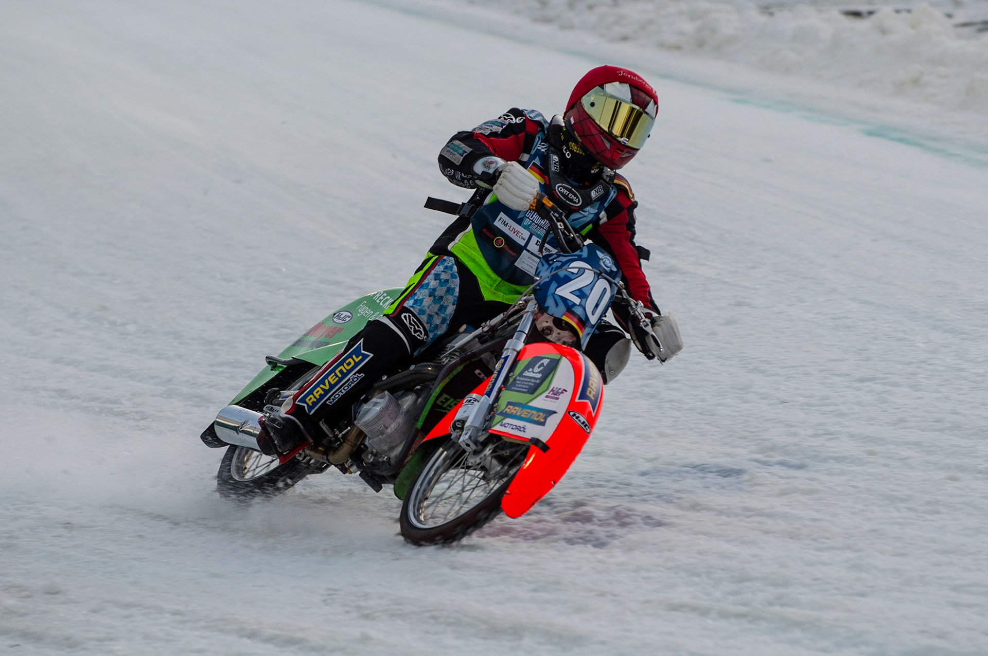 BERLIN GERMANY  - March 1  Johan Weber of Germany in action   during the Ice Speedway of Nations at the Horst-Dohm-Eisstadion, Berlin,  on Sunday 1 March 2020. (Credit: Ian Charles | MI News)