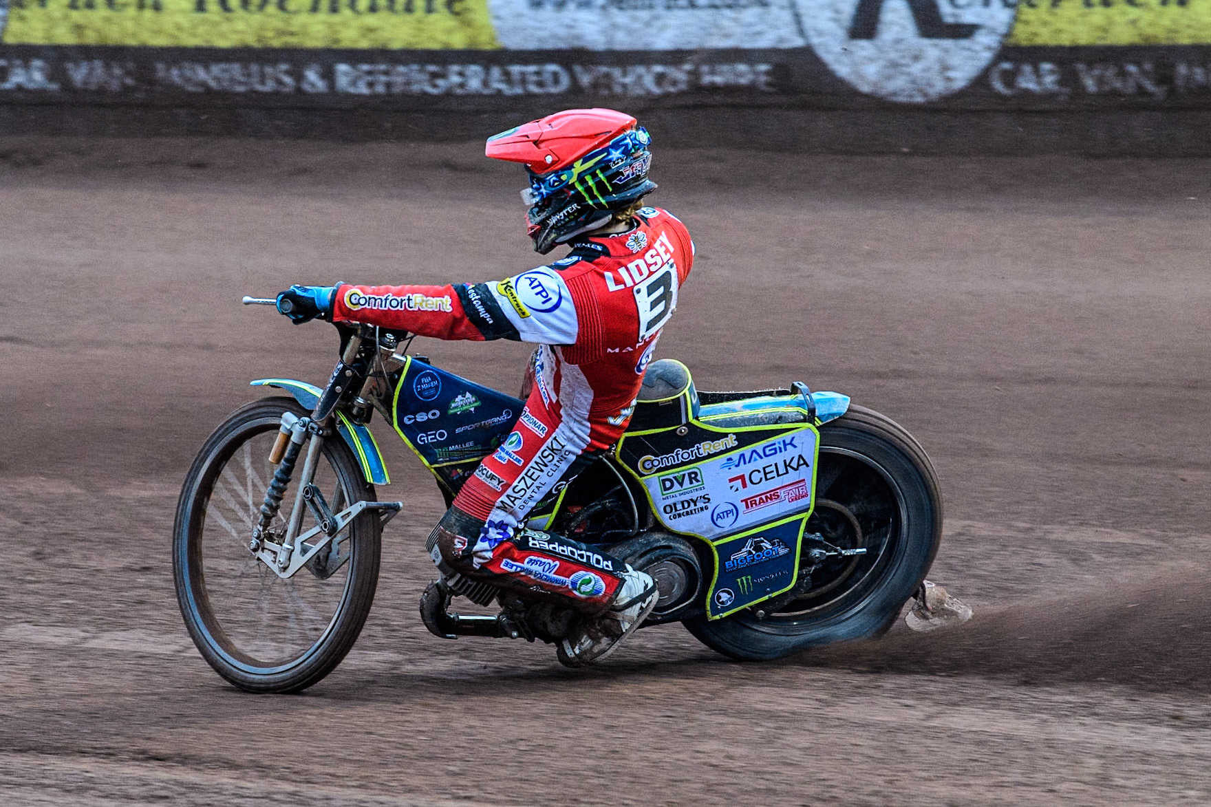 Belle Vue Aces' Jaimon Lidsey in action during the Rowe Motor Oil Premiership match between Belle Vue Aces and Oxford Spires at the National Speedway Stadium, Manchester on Monday 13th May 2024. (Photo: Ian Charles | MI News)