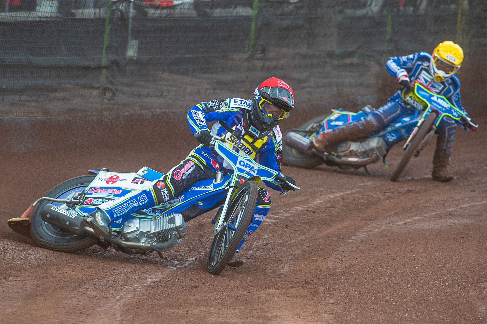 Photo by Ian Charles:

Pontus Aspgren (Red) leads Robert Lambert (Yellow)

FIM Speedway Grand Prix World Championship - Qualifying Round 1, Peugeot Ashfield Stadium, Glasgow, 8 June 2019
