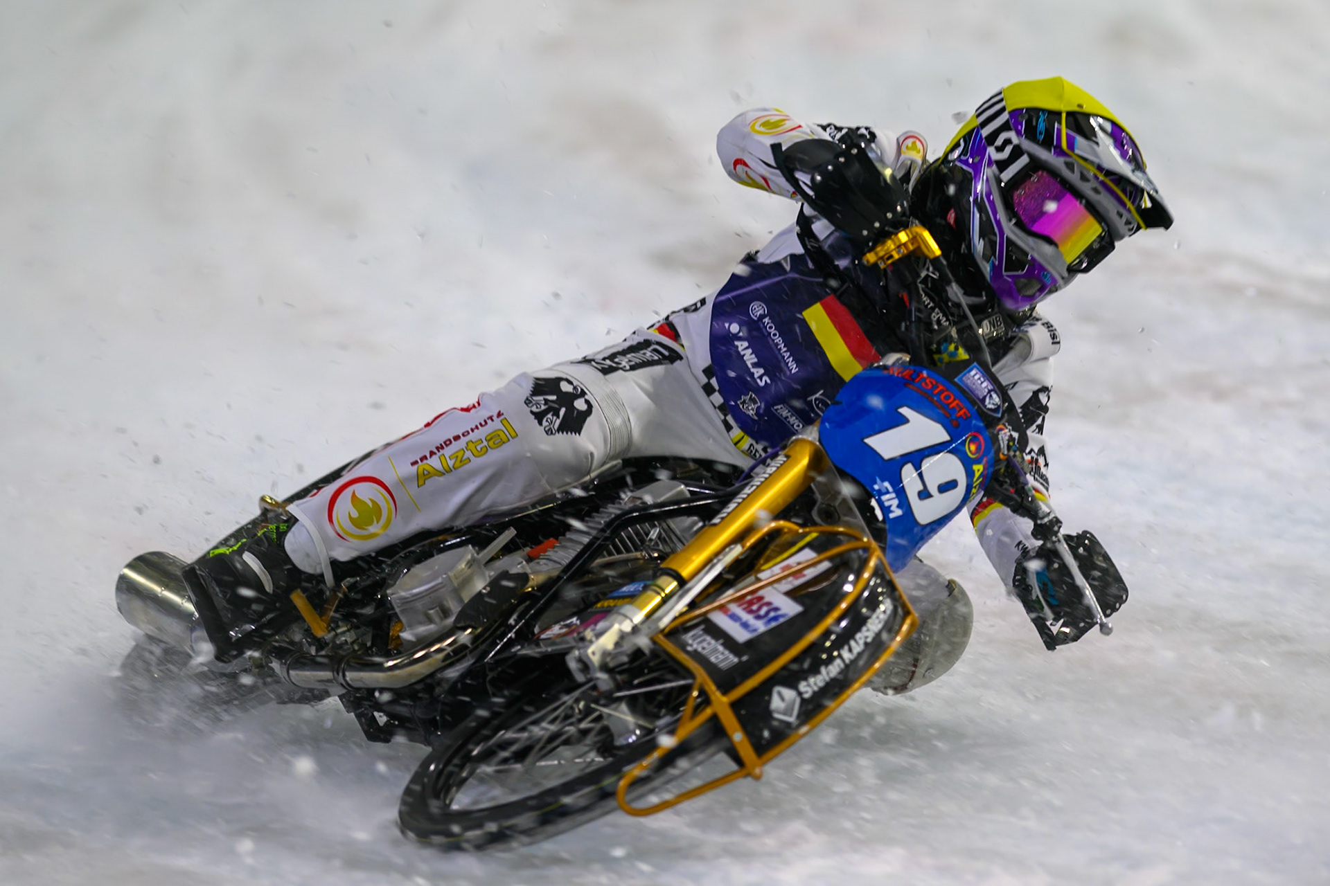 Maximillian Niedermaier (19) of Germany  in action during the FIM Ice Speedway Of Nations at Ice Rink Thialf, Heerenveen on Sunday 12th April 2026. (Photo: Ian Charles | MI News)