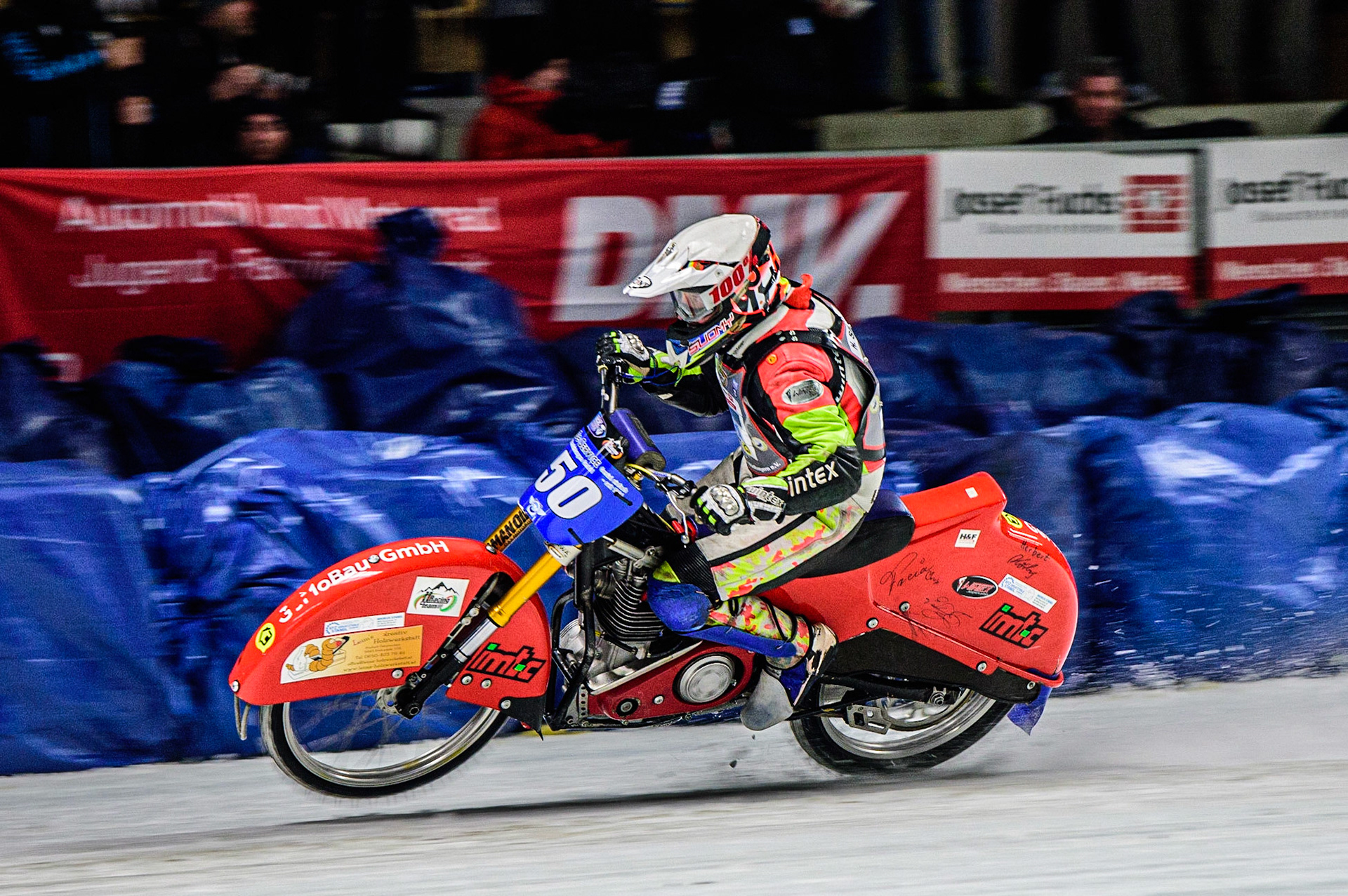 Harald Simon (50) in the grand final during the Ice Speedway Gladiators World Championship Final 1 at Max-Aicher-Arena, Inzell, Germany on Saturday 18th March 2023. (Photo: Ian Charles | MI News)