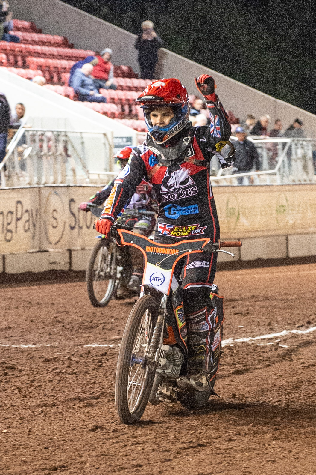Photo: Ian Charles

Jordan Palin celebrates

Belle Vue Colts v Cradley Heathens, SGB National League, Belle Vue National Speedway Stadium, Manchester, Thursday 29  August  2019