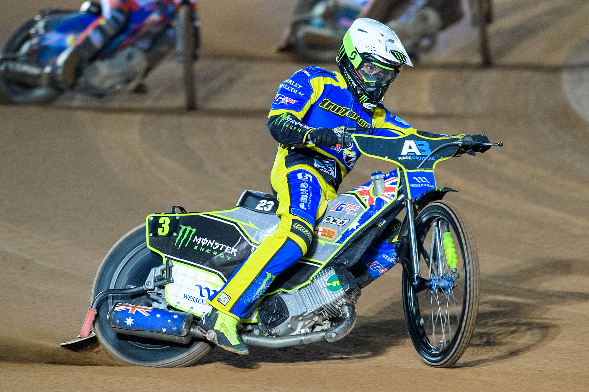 Sheffield Tigers' Chris Holder  in action during the Rowe Motor Oil Premiership Play Off Semi Final 2, 1st Leg match between Belle Vue Aces and Sheffield Tigers at the National Speedway Stadium, Manchester on Monday 16th September 2024. (Photo: Ian Charles | MI News)