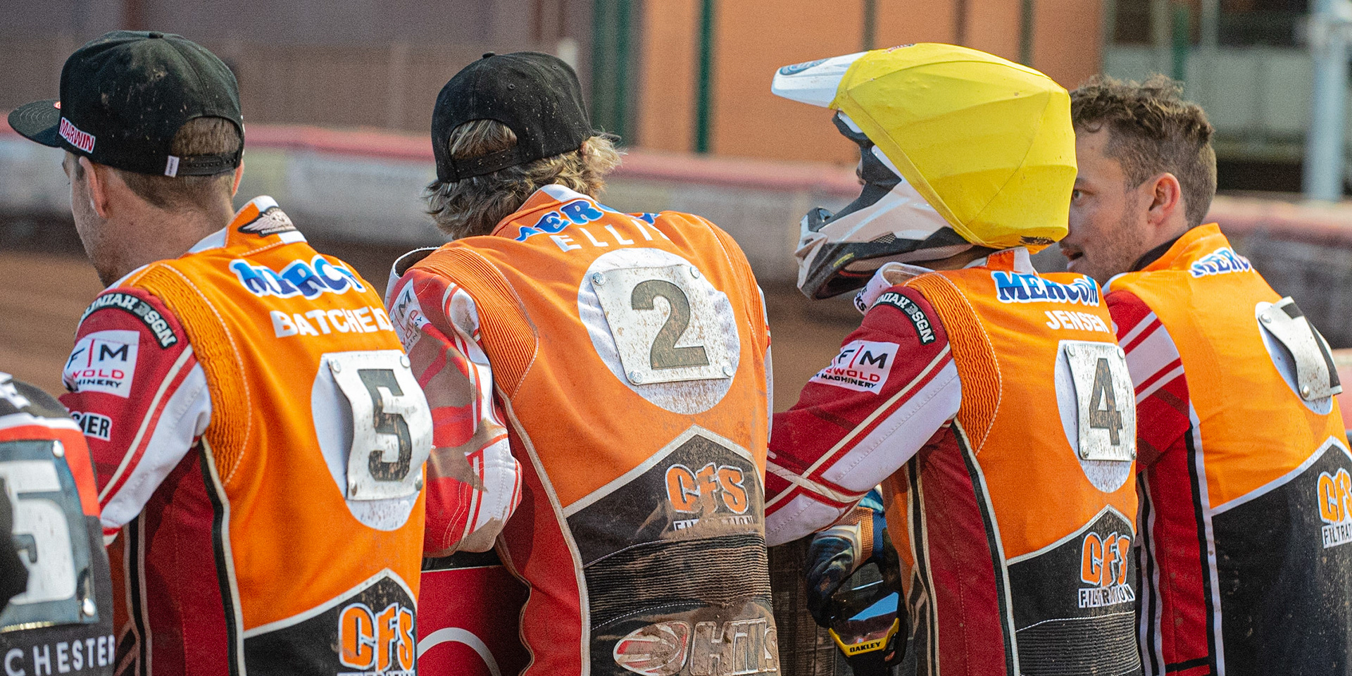 Photo by Ian Charles

(l-r) Troy Batchelor , Adam Ellis , Rasmus Jensen  and Ricky Wells watch the track work


Belle Vue Aces v Swindon Robins, British Speedway Premiership, Belle Vue National Speedway Stadium, Manchester, Monday 12  August  2019