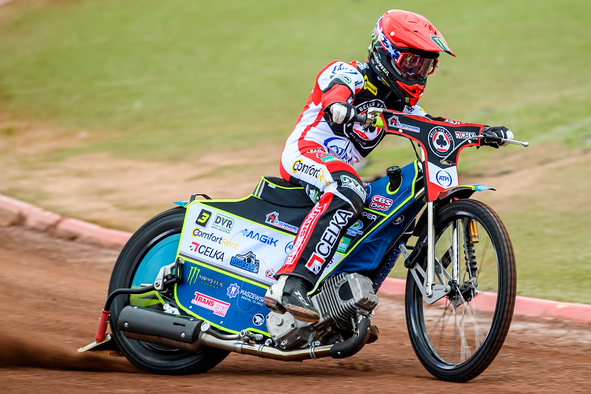 Belle Vue Aces' rider Jaimon Lidsey in action during the Belle Vue Aces Media Day at the National Speedway Stadium, Manchester on Monday 11th March 2024. (Photo: Ian Charles | MI News)