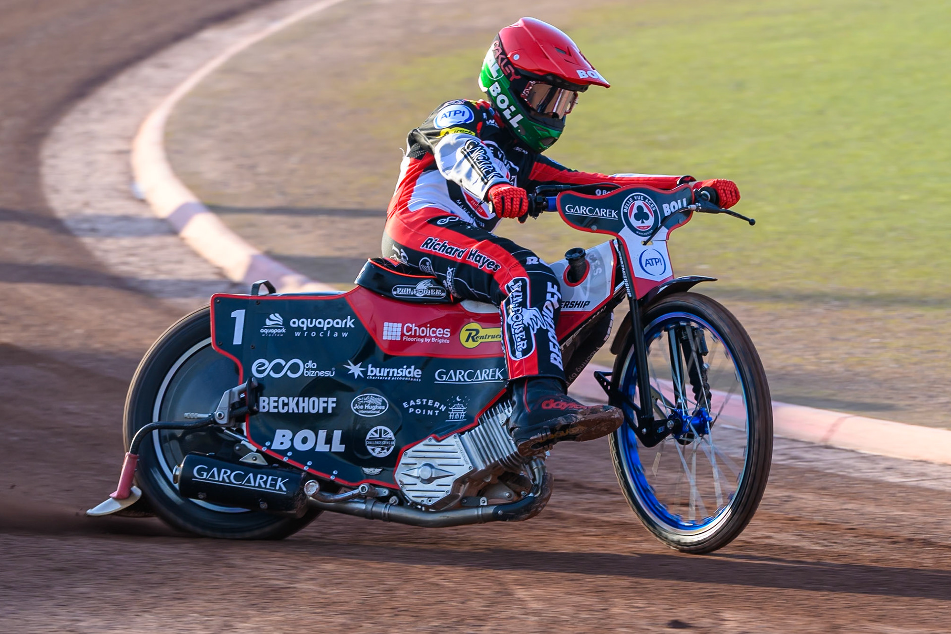 Brady Kurtz of Belle Vue Aces in action during the Rowe Motor Oil Premiership match between Belle Vue Aces and Northampton Foxes at the National Speedway Stadium, Manchester on Monday 13th July 2026. (Photo: Ian Charles | MI News)