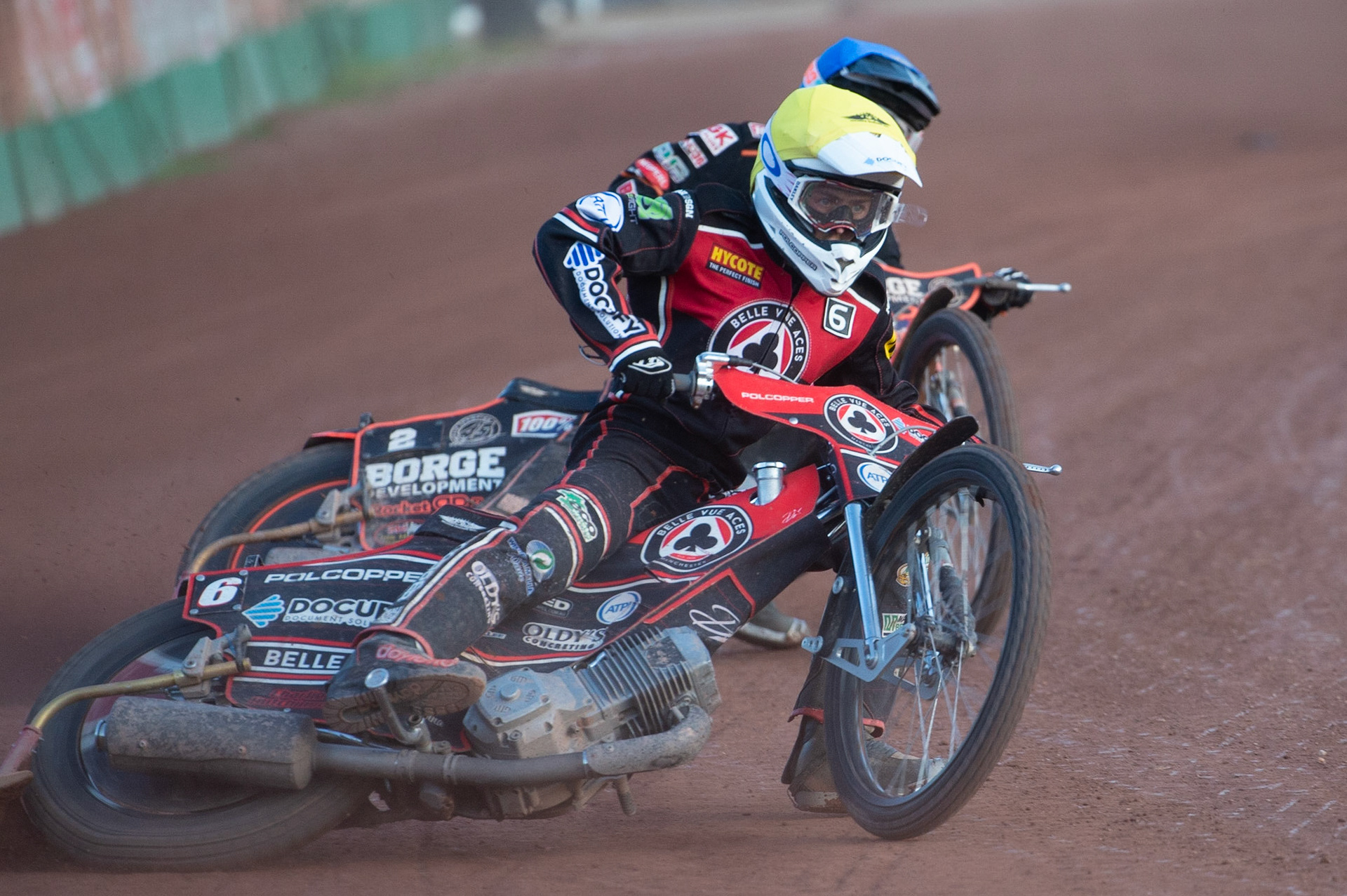 Photo by Ian Charles:

Jaimon Lidsey  (Yellow) leads Luke Becker   (Blue)

Wolverhampton Wolves v Belle Vue Aces, British Speedway Premiership 5 August 2019