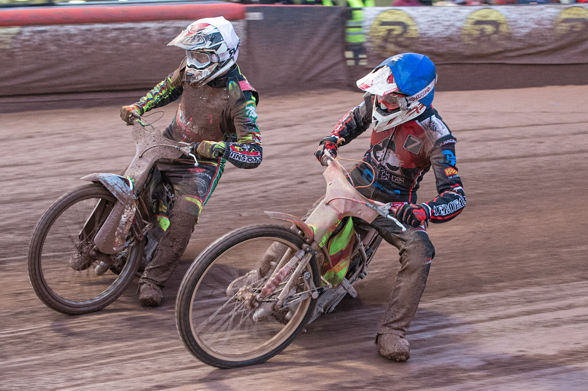 Photo: Ian Charles

Connor Bailey  (Blue) inside David Wallinger  (White)

Belle Vue Colts v Kent Kings, SGB National League, Belle Vue National Speedway Stadium, Manchester, Thursday 1  August  2019