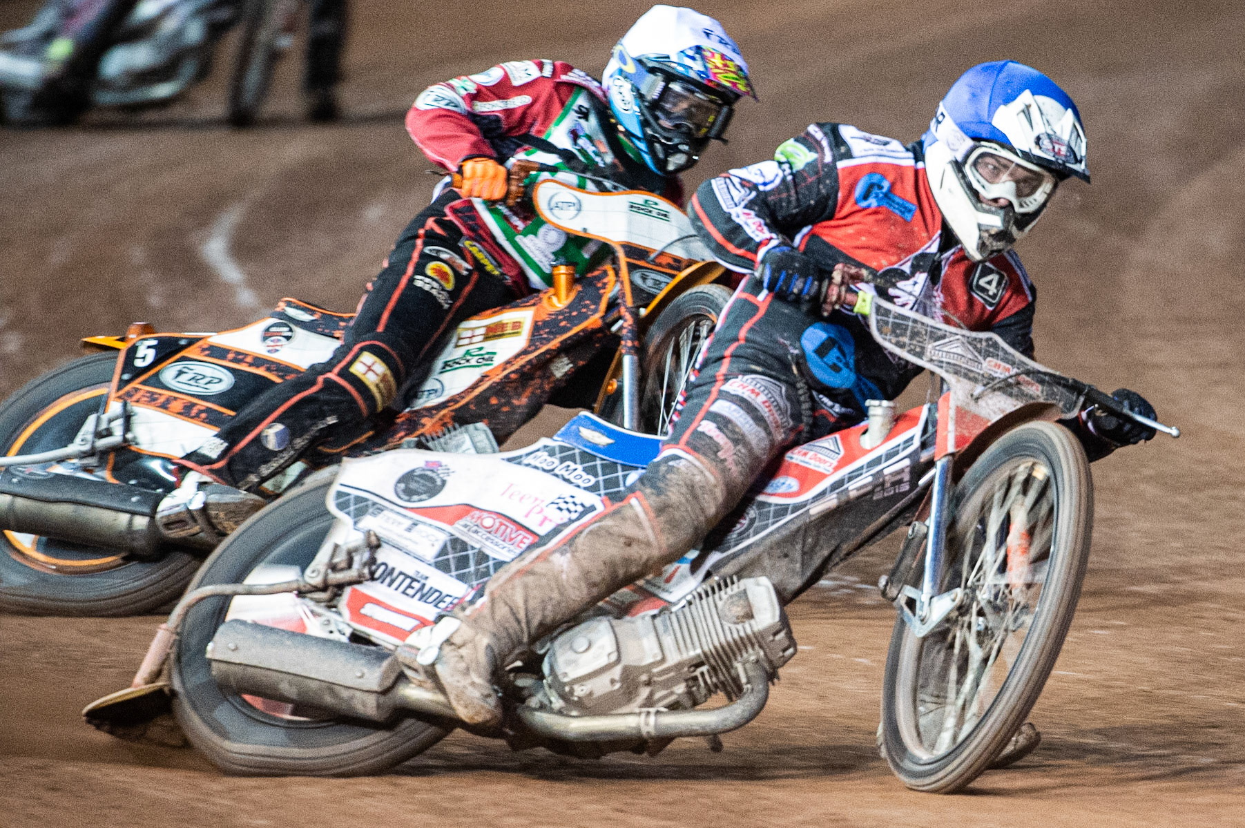 Photo: Ian Charles

Danny Phillips  (Blue) leads Jack Smith  (White)

Belle Vue Colts v Cradley Heathens, SGB National League, Belle Vue National Speedway Stadium, Manchester, Thursday 29  August  2019