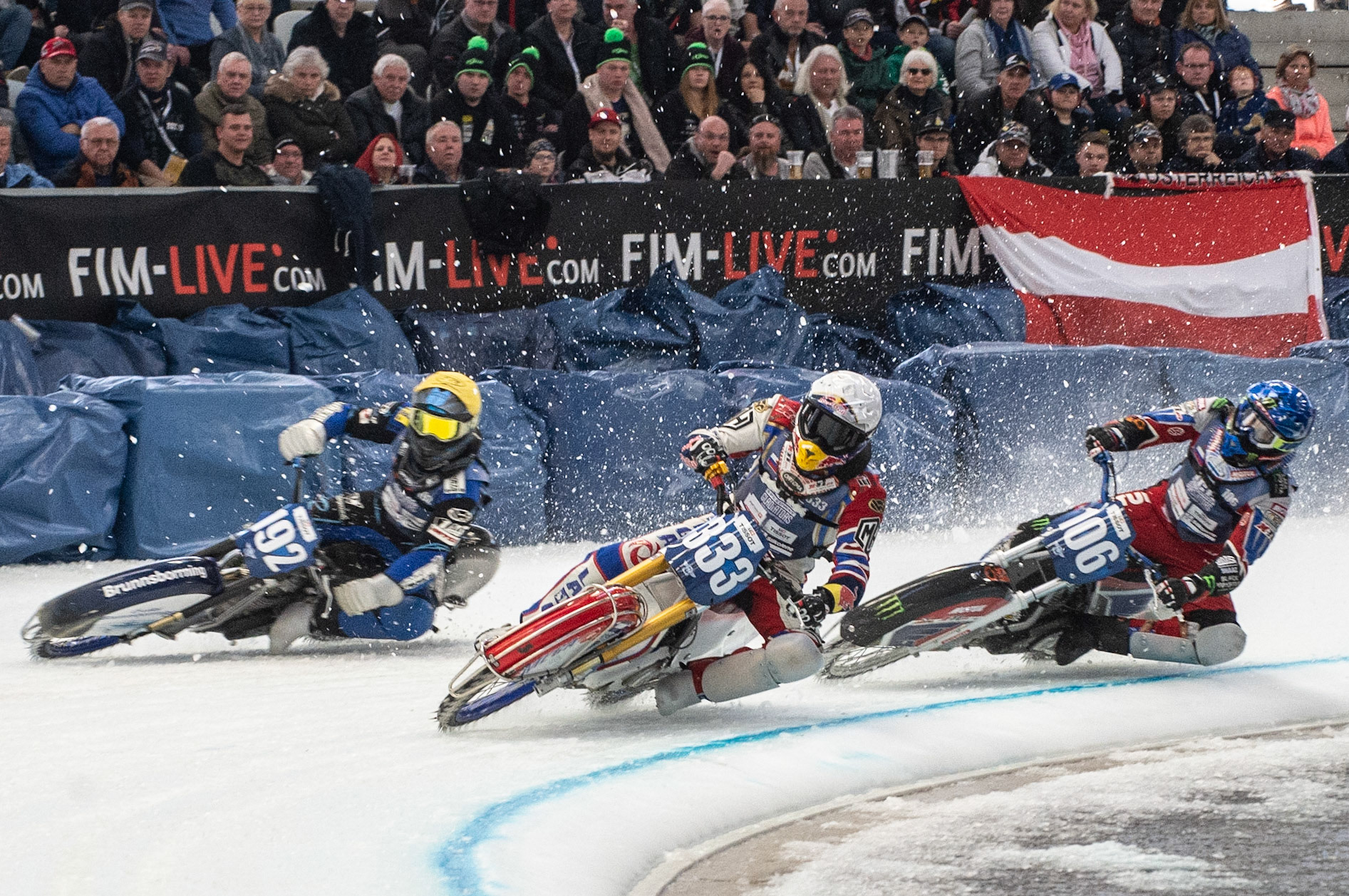 Photo: Ian Charles

Danil Ivanov (333) leads Dmitri Koltakov (106) and Niclas Svensson (192)

FIM Ice Speedway Gladiators World Championship, Event 4.2, Max-Aicher-Arena, Inzell, Germany, Sunday 17 March 2019
