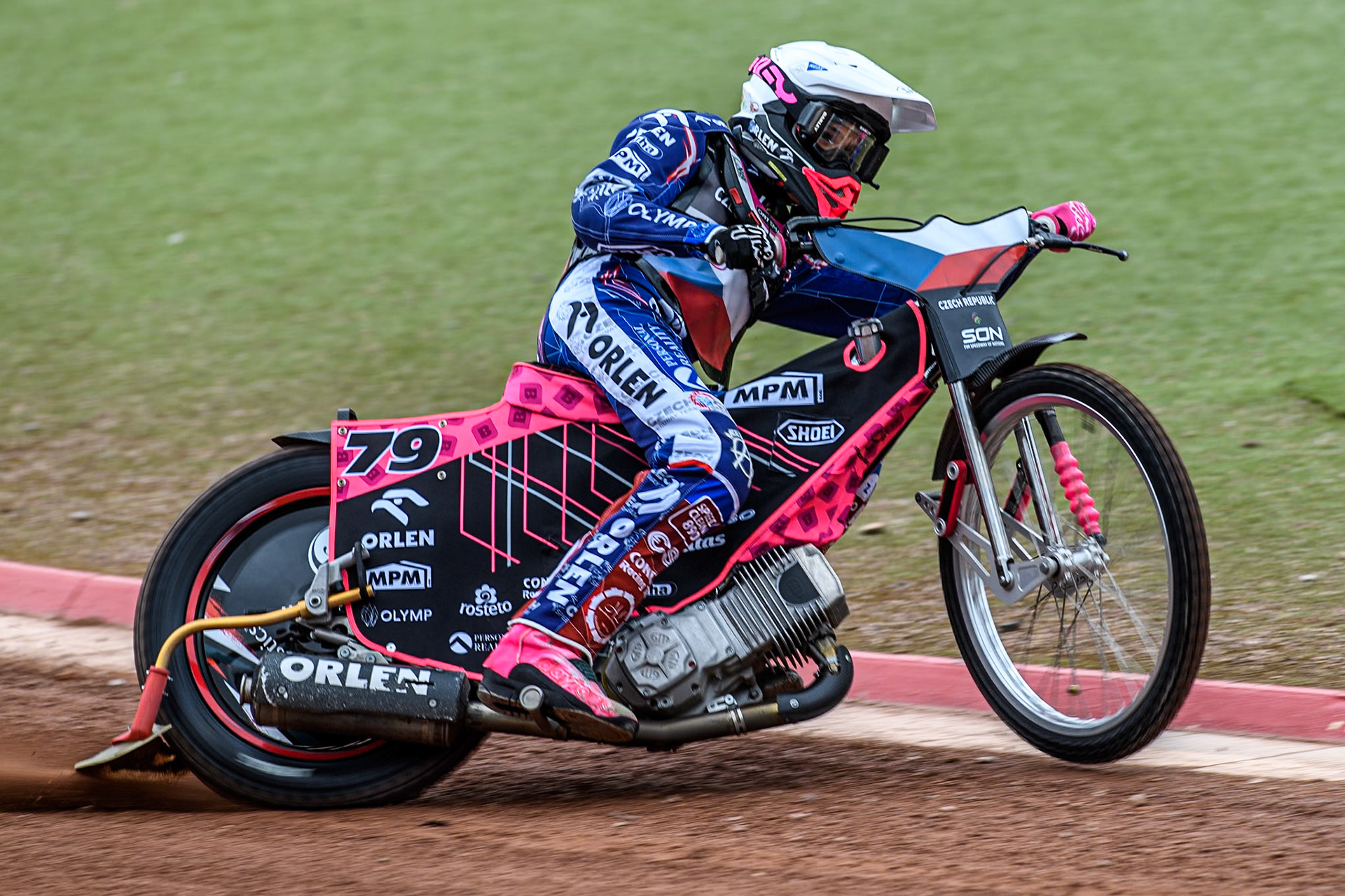 Adam Bubba Bednar of The Czech Republic practices during the Monster Energy FIM Speedway of Nation Semi Final 2 at the National Speedway Stadium, Manchester on Wednesday 10th July 2024. (Photo: Ian Charles | MI News)