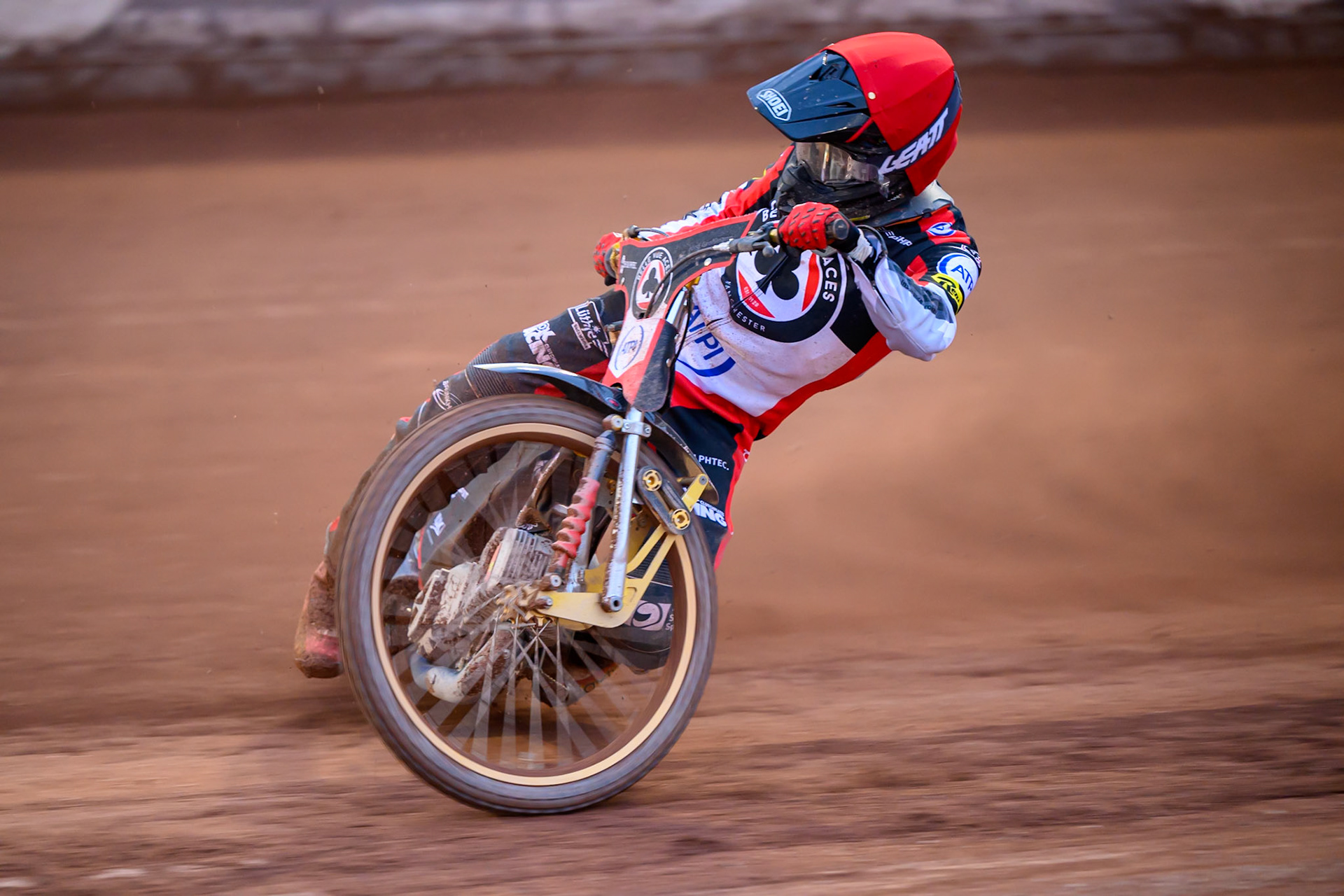 Norick Blödorn of Belle Vue Aces in action during the Rowe Motor Oil Premiership match between Belle Vue Aces and Leicester Lions at the National Speedway Stadium, Manchester on Monday 15th June 2026. (Photo: Ian Charles | MI News)
