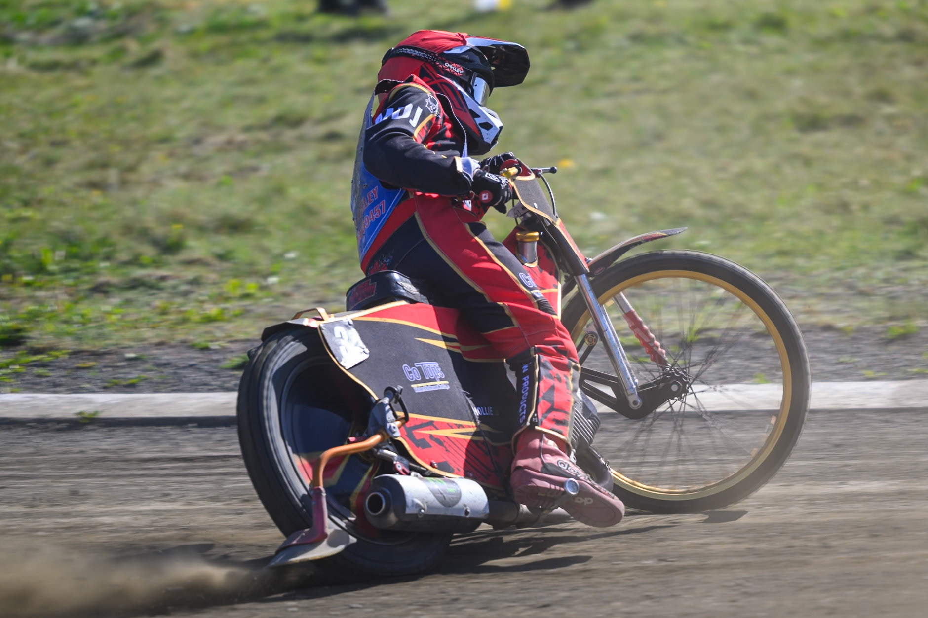 Luke Harris of Buxton Bulls in action during the National Development League Challenge match between Buxton Bulls and Stoke Potters at Hi-Edge Speedway, Buxton on Sunday 24th May 2026. (Photo: Ian Charles | MI News)