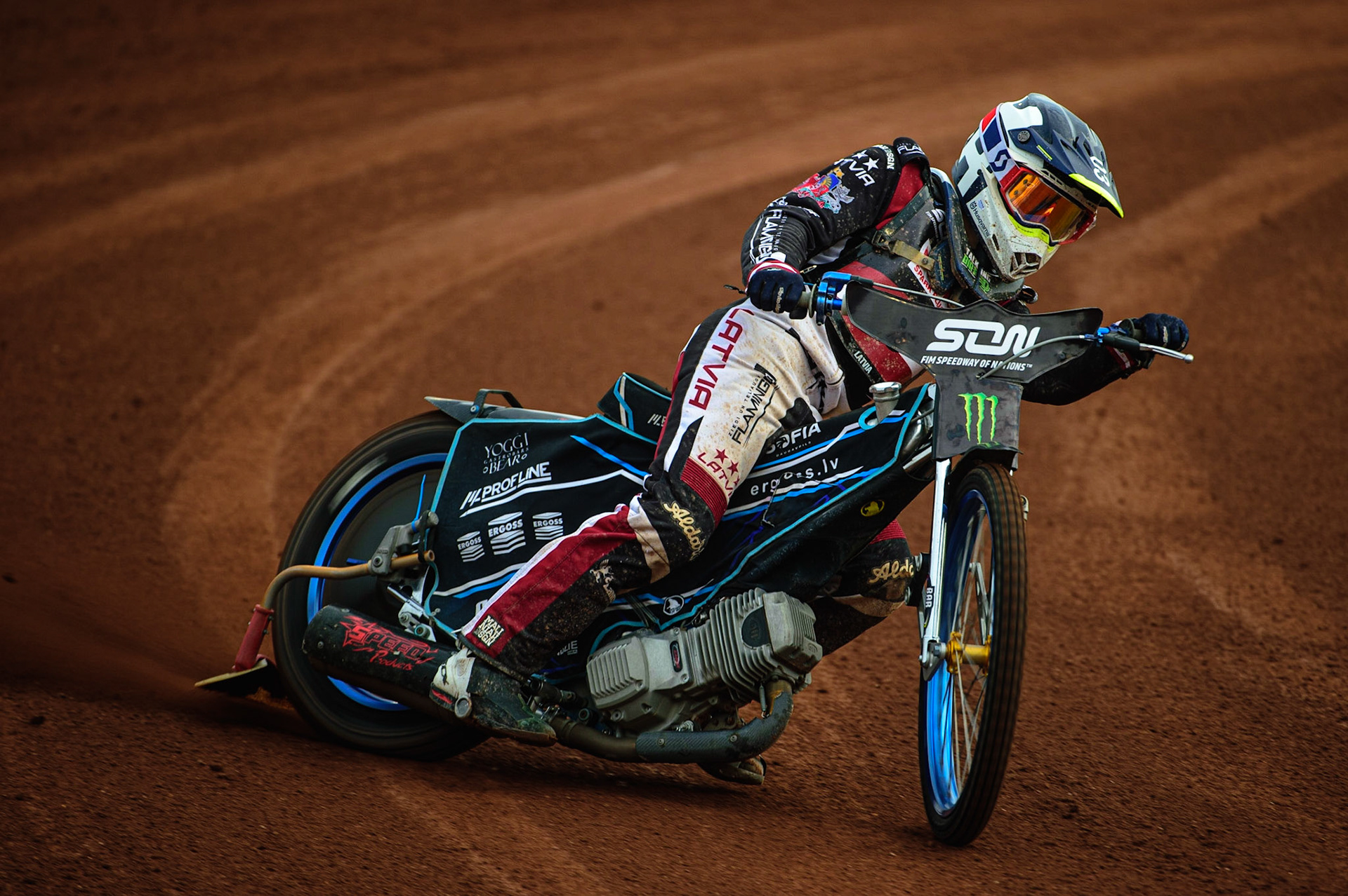 MANCHESTER, UK. OCT 16TH Francis Gusts of Latvia Practices during the Monster Energy FIM Speedway of Nations at the National Speedway Stadium, Manchester on Saturday  16th October 2021. (Credit: Ian Charles | MI News)