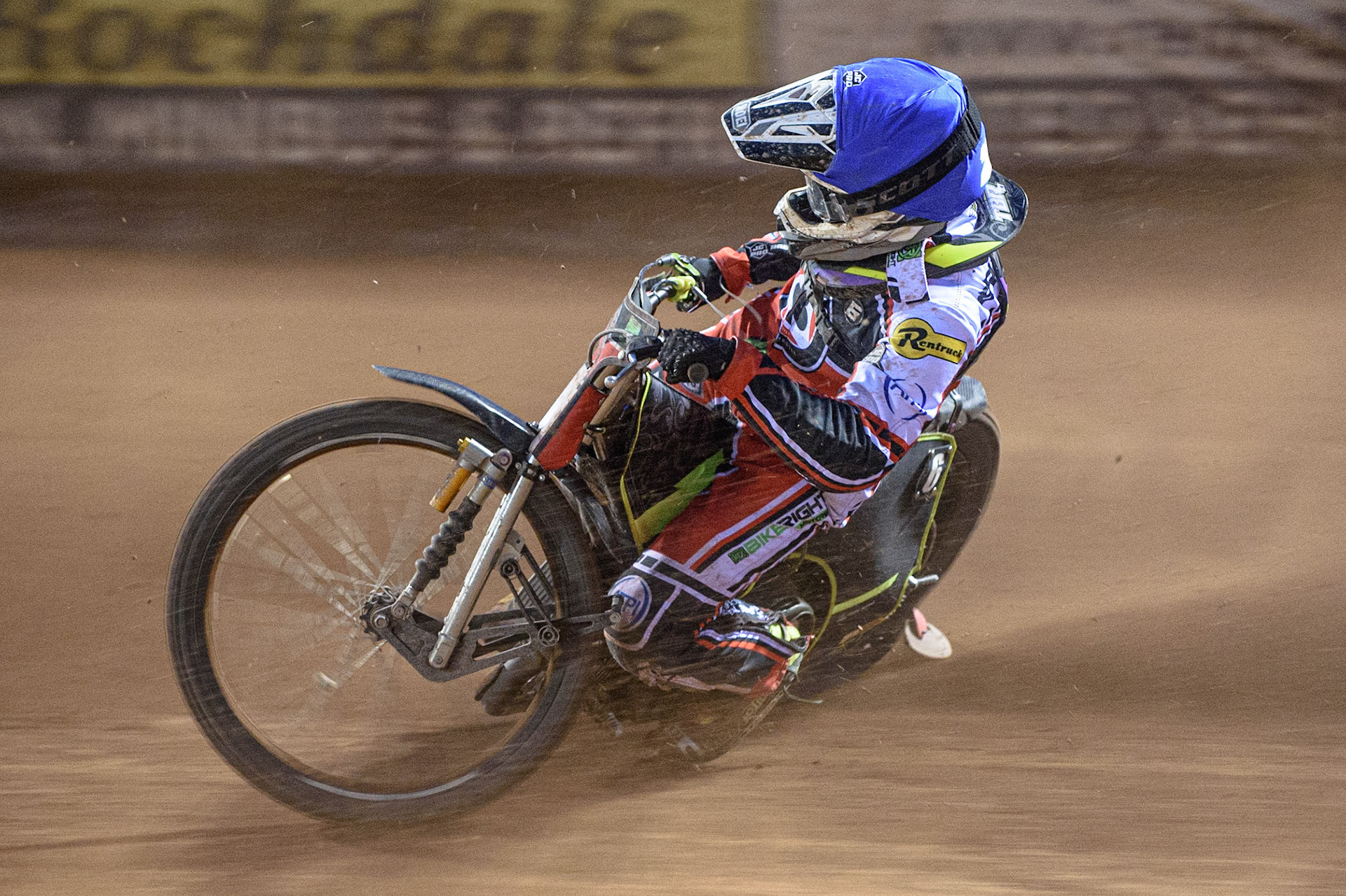 MANCHESTER, UK. AUGUST 23RD    Tom Brennan  in action  during the SGB Premiership match between Belle Vue Aces and King's Lynn Stars at the National Speedway Stadium, Manchester on Monday 23rd August 2021. (Credit: Ian Charles | MI News)