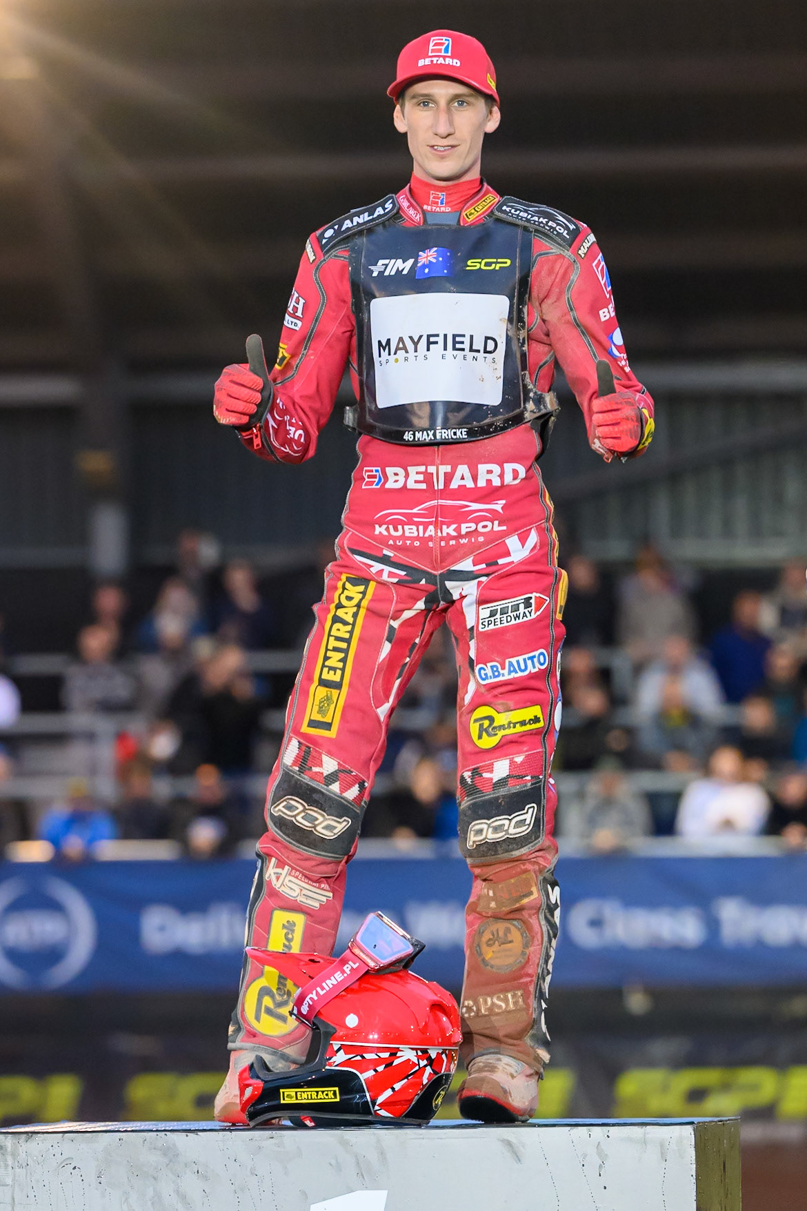 Max Fricke (46) of Australia GP Winner during the ATPI  FIM Speedway GP of Manchester at the National Speedway Stadium, Manchester on Friday 5th June 2026. (Photo: Ian Charles | MI News)