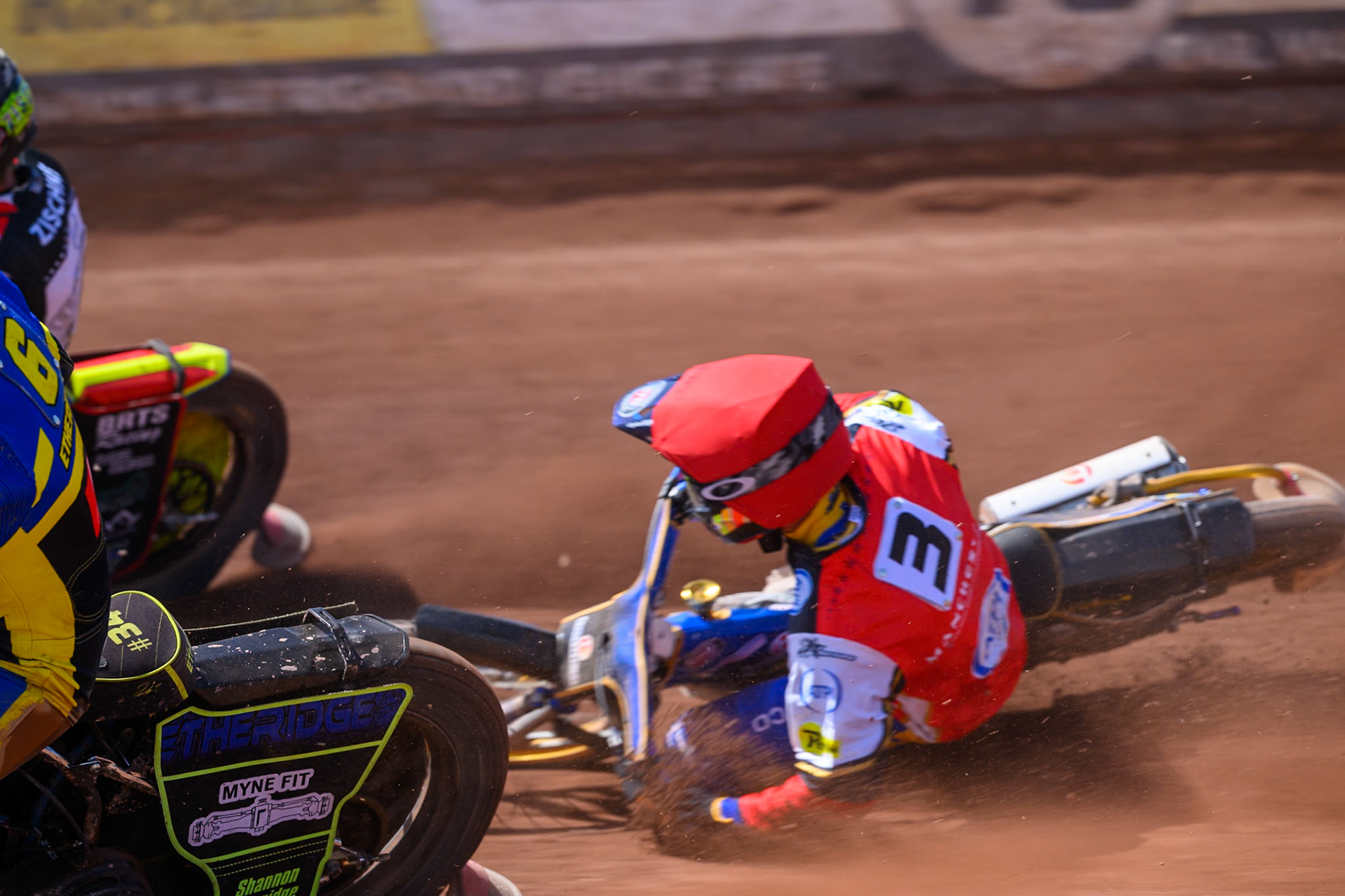 Justin Sedgman, Guest Rider for Belle Vue Aces  falls during the Rowe Motor Oil Premiership match between Belle Vue Aces and Sheffield Tigers at the National Speedway Stadium, Manchester on Monday 25th May 2026. (Photo: Ian Charles | MI News)