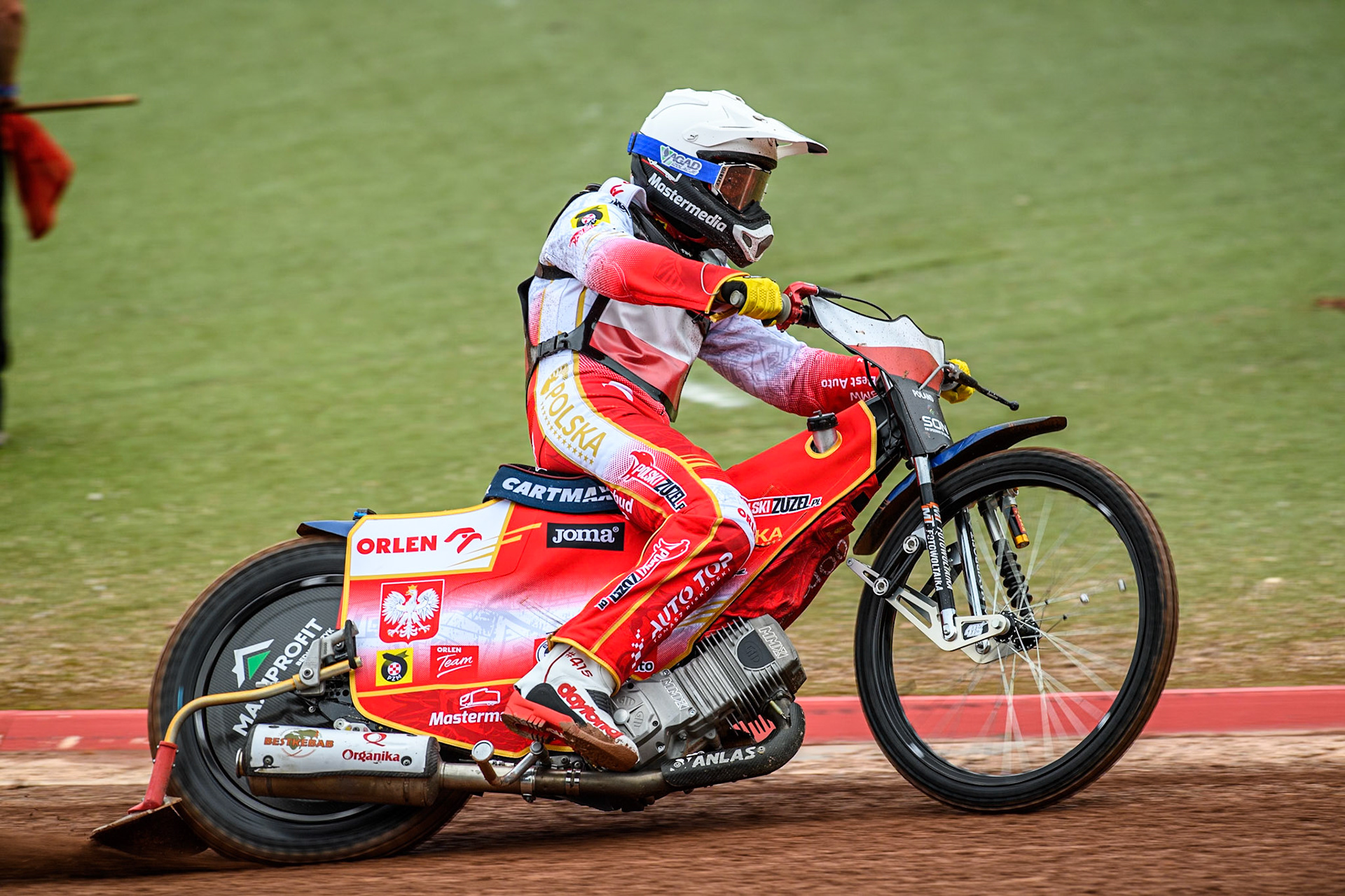 Dominik Kubera of Poland practices during the Monster Energy FIM Speedway of Nations Semi-Final 1 at the National Speedway Stadium, Manchester on Tuesday 9th July 2024. (Photo: Ian Charles | MI News)
