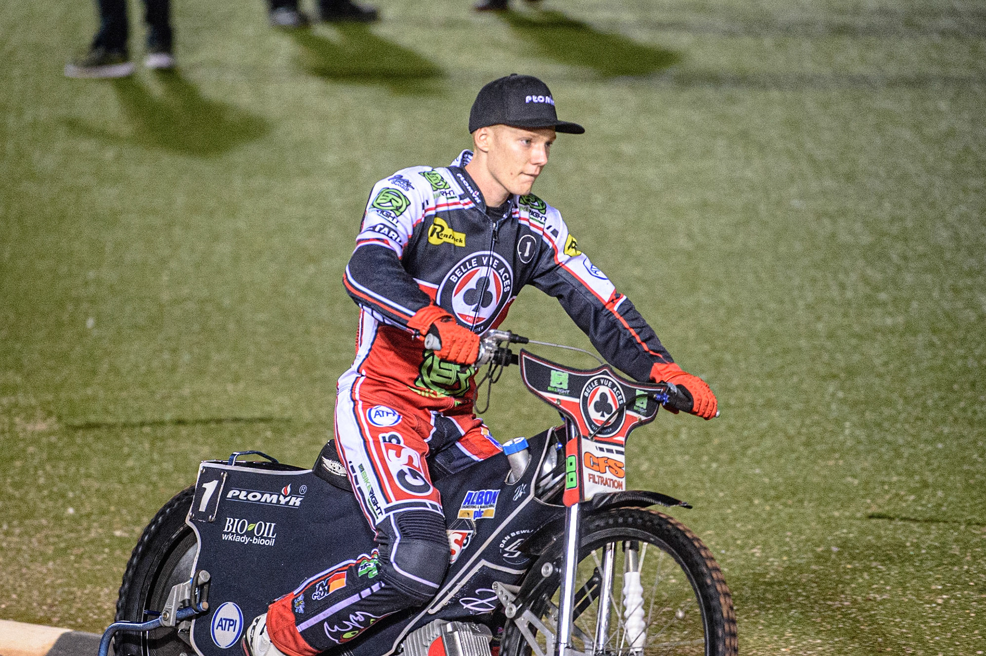 MANCHESTER, UK. OCT 7TH  Dan Bewley  on the pre match parade during the SGB Premiership Play off Semi-Final Second Leg between Belle Vue Aces and Sheffield Tigers at the National Speedway Stadium, Manchester on Thursday 7th October 2021. (Credit: Ian Charles | MI News)