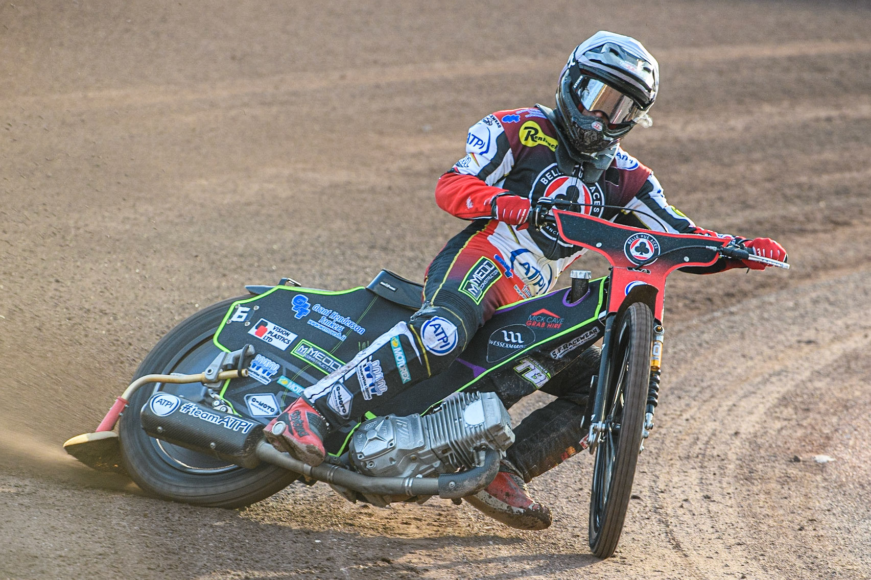 Tom Brennan in action  for Belle Vue ATPI Aces during the Sports Insure Premiership match between Sheffield Tigers and Belle Vue Aces at Owlerton Stadium, Sheffield on Thursday 20th July 2023. (Photo: Ian Charles | MI News)