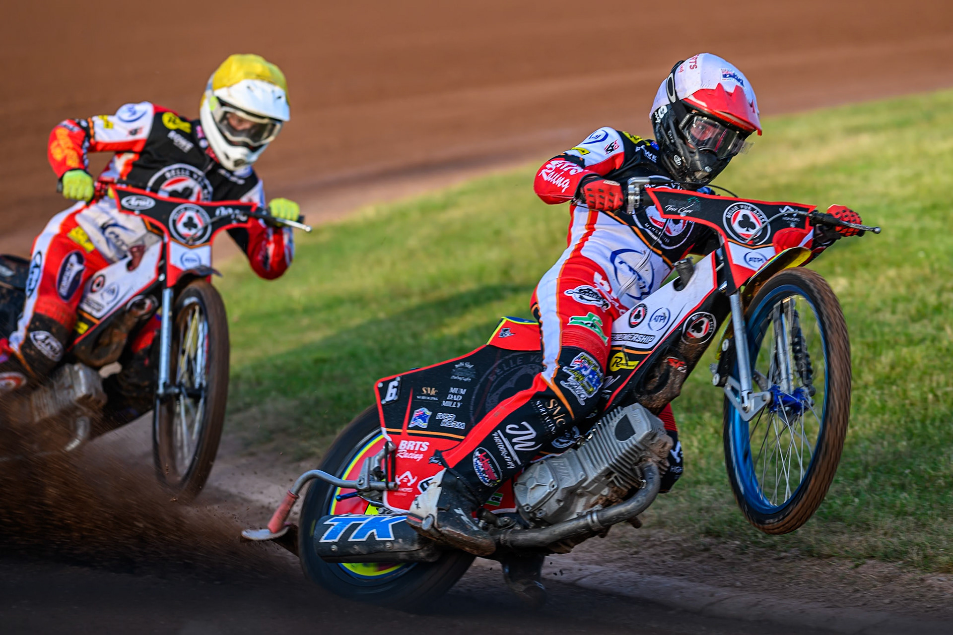 Belle Vue Aces' Tate Zischke picks up some drive exiting the turn during the Rowe Motor Oil Premiership match between Birmingham Brummies and Belle Vue Aces at Perry Bar Stadium, Birmingham on Monday 2nd June 2025. (Photo: Ian Charles | MI News)