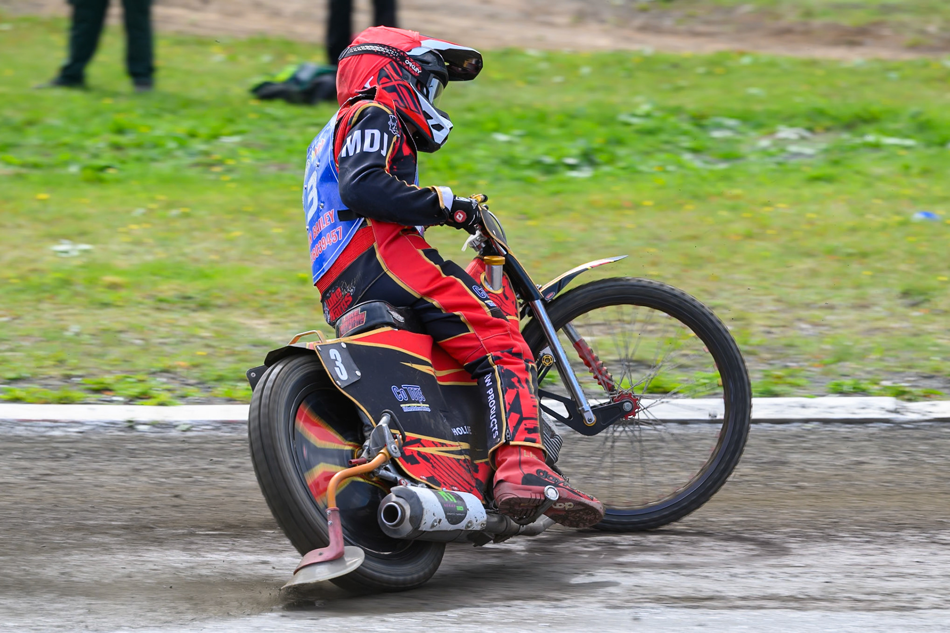 Luke Harris of Buxton Bulls in action during the WSRA National Development League match between Buxton Bulls and Edinburgh Monarchs Academy at Hi-Edge Speedway, Buxton on Sunday 14th June 2026. (Photo: Ian Charles | MI News)
