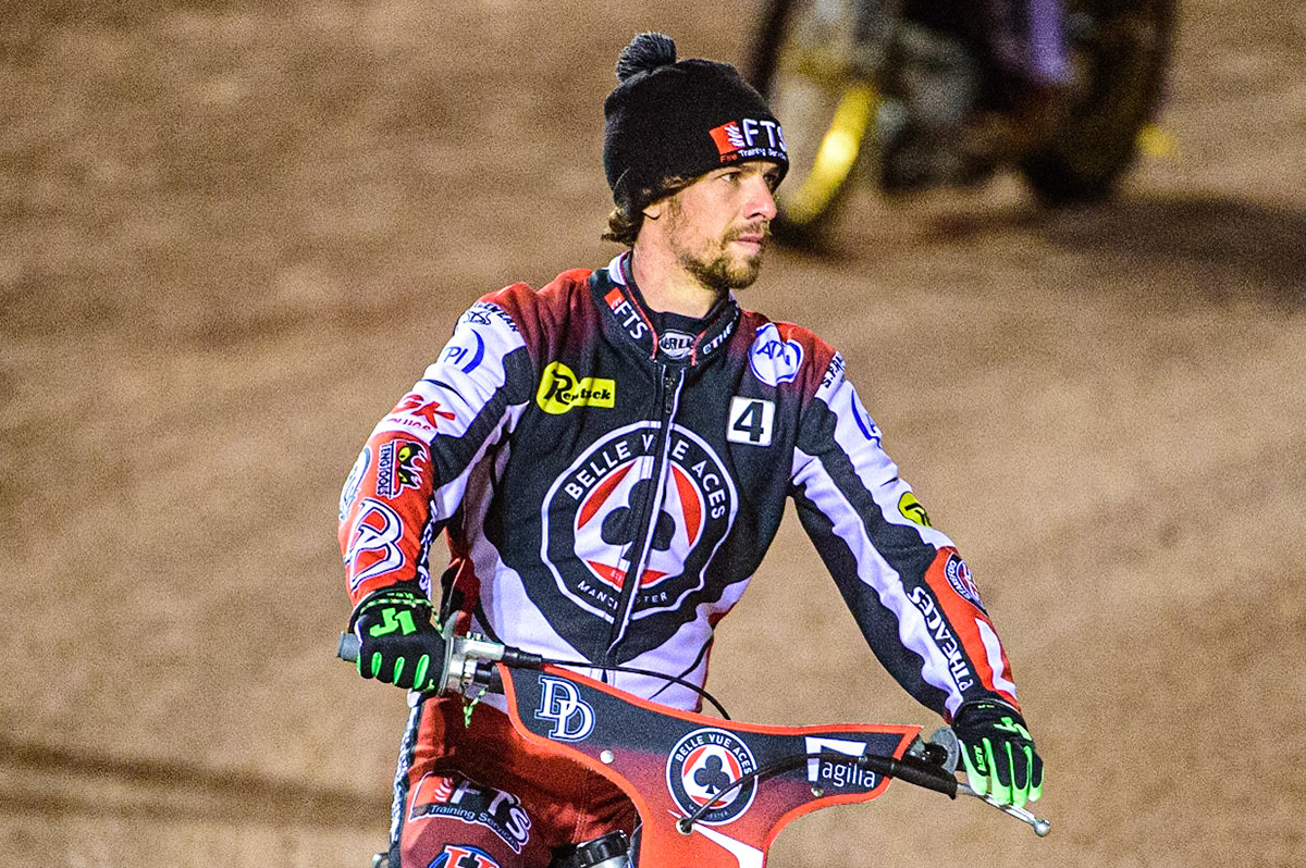 Charles Wright  on the parade lap during the SGB Premiership Semi Final 2nd Leg between Belle Vue Aces and Ipswich Witches at the National Speedway Stadium, Manchester on Monday 3rd October 2022. (Credit: Ian Charles | MI News)