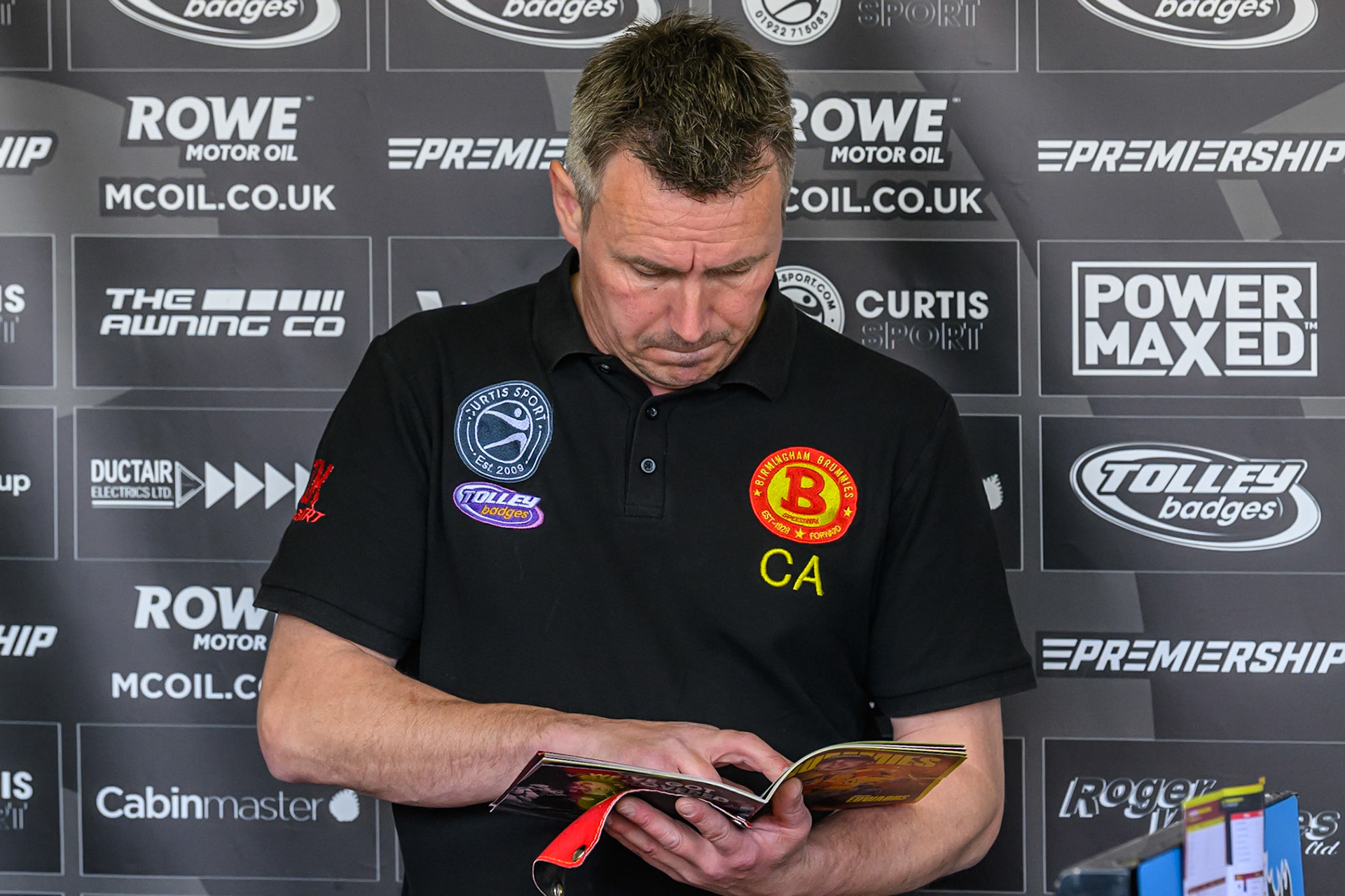 Birmingham Brummies' Team Manager Chris Adams during the Rowe Motor Oil Premiership match between Birmingham Brummies and Belle Vue Aces at Perry Bar Stadium, Birmingham on Monday 2nd June 2025. (Photo: Ian Charles | MI News)