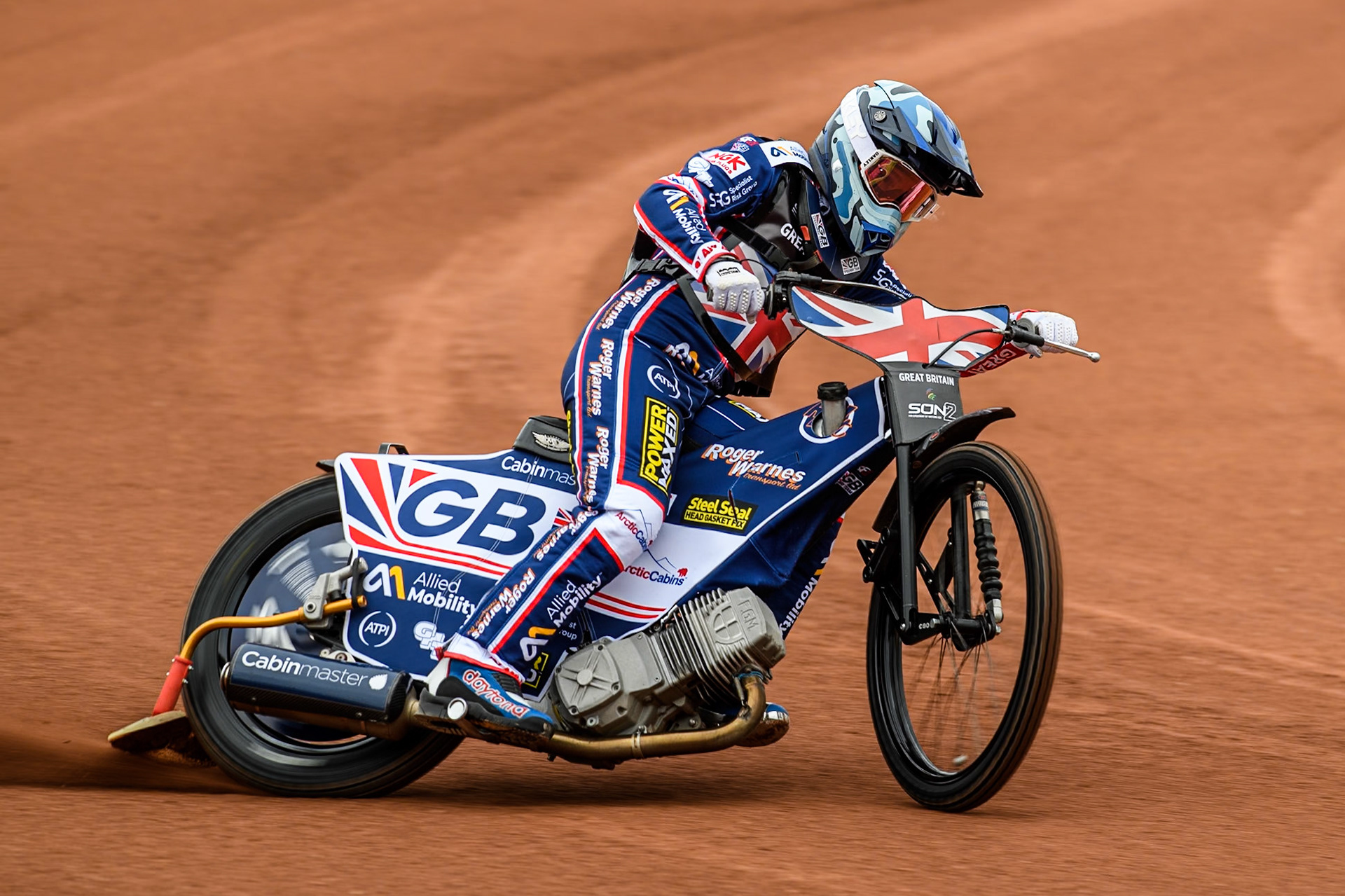 Sam Hagon of Great Britain practices during the Monster Energy FIM Speedway of Nations 2 (Under 21) Final at the National Speedway Stadium, Manchester on Friday 12th July 2024. (Photo: Ian Charles | MI News)
