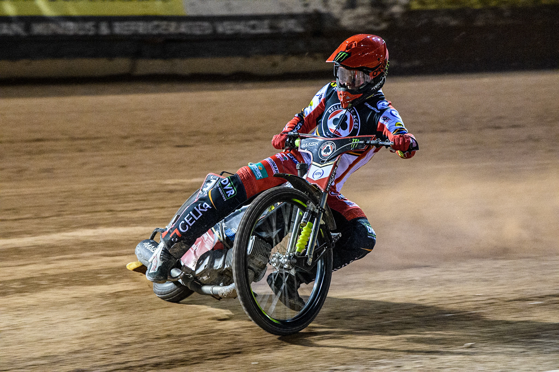 Belle Vue Aces' Jaimon Lidsey in action during the Rowe Motor Oil Premiership match between Belle Vue Aces and Oxford Spires at the National Speedway Stadium, Manchester on Monday 14th April 2025. (Photo: Ian Charles | MI News)