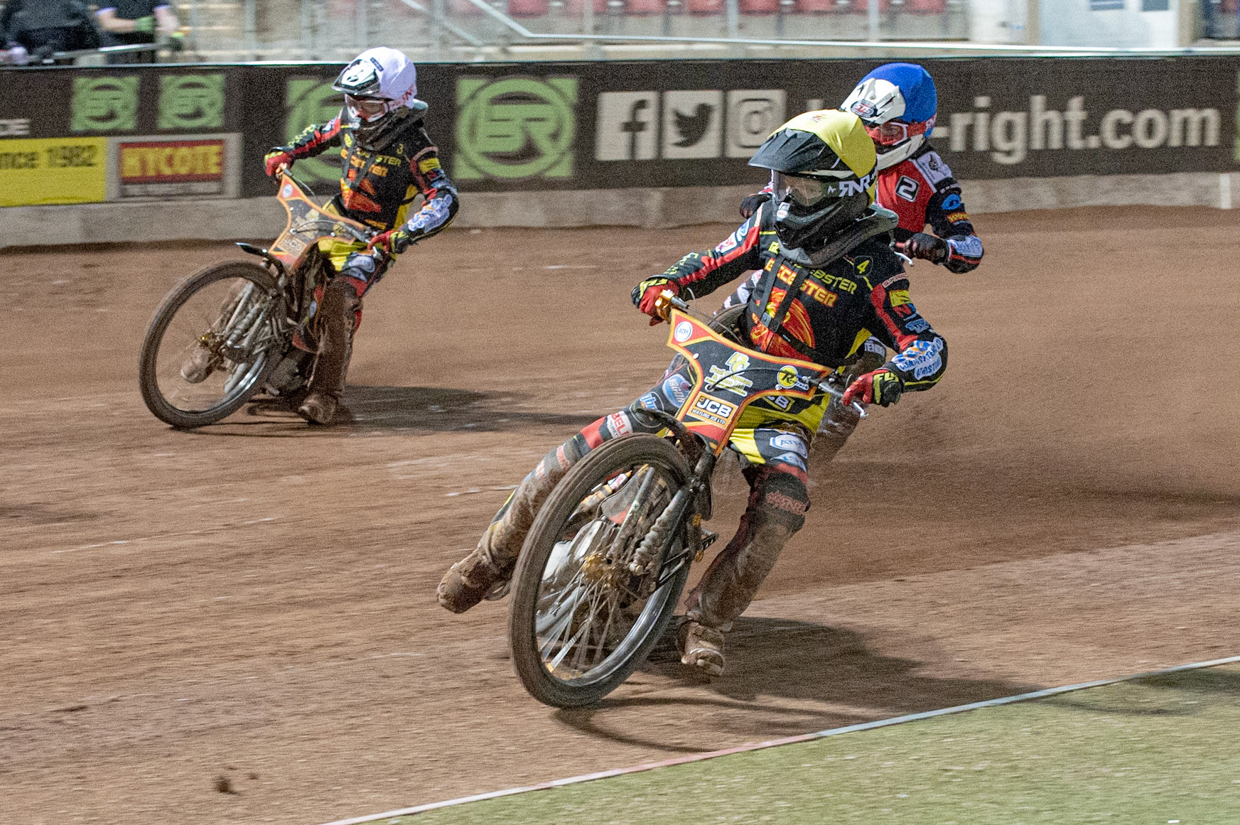 Photo: Ian Charles

Dan Thomson  (Yellow) leads Danny Phillips  (Blue) and Joe Thomson  (White)

Belle Vue Colts v Leicester Lion Cubs, SGB National League KO Cup Final (2nd Leg), Belle Vue National Speedway Stadium, Manchester, Tuesday 29  October  2019
