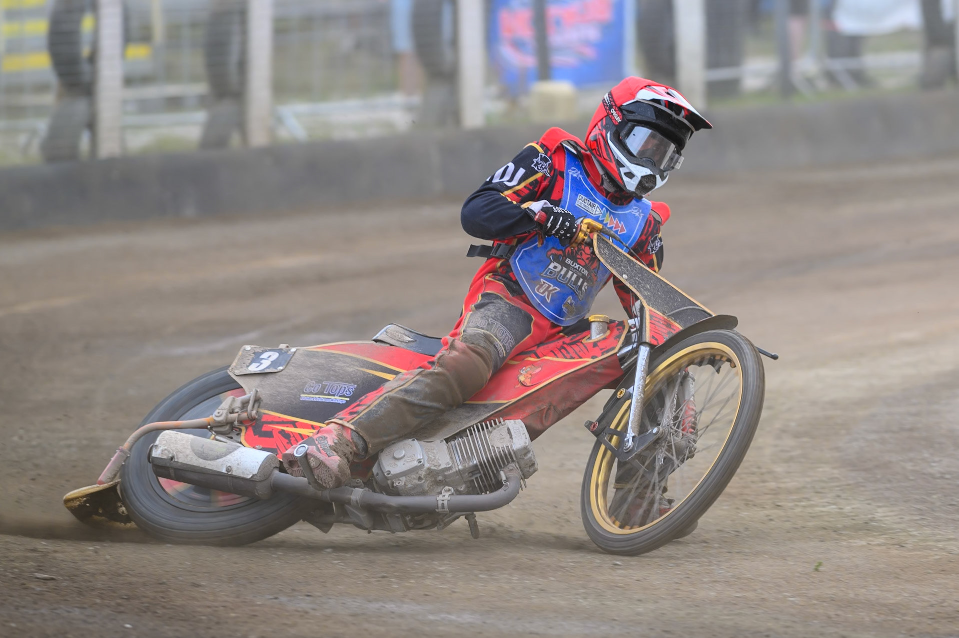 Luke Harris of Buxton Bulls in action during the WSRA National Development League match between Buxton Bulls and Oxford Chargers at Hi-Edge Speedway, Buxton on Sunday 2nd August 2026. (Photo: Ian Charles | MI News)