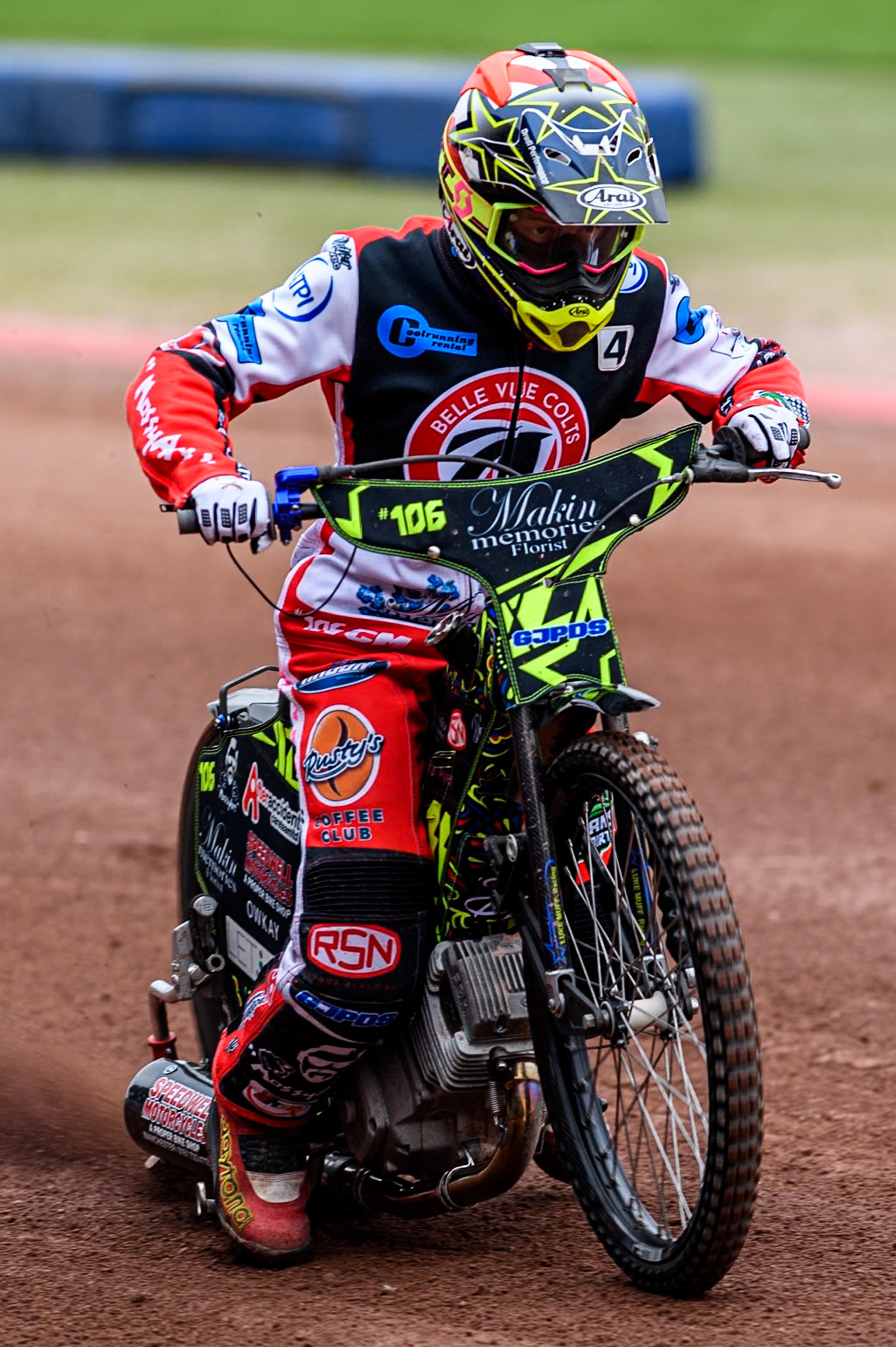 Belle Vue Colts' rider Luke Muff does a practice start during the Belle Vue Aces Media Day at the National Speedway Stadium, Manchester on Monday 11th March 2024. (Photo: Ian Charles | MI News)