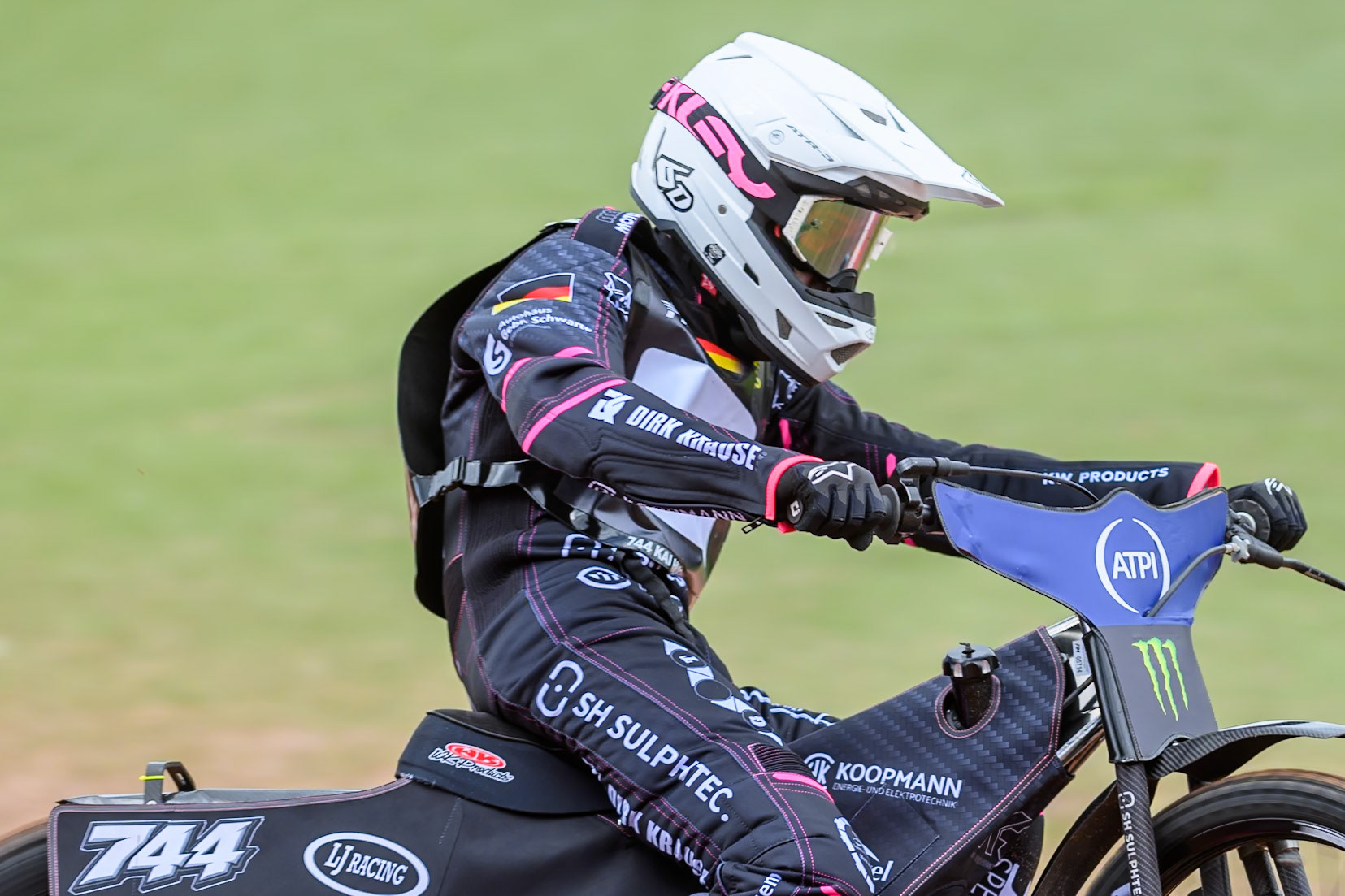 Kai Huckenbeck (744) of Germany during practice for  the ATPI  FIM Speedway GP of Manchester at the National Speedway Stadium, Manchester on Friday 5th June 2026. (Photo: Ian Charles | MI News)