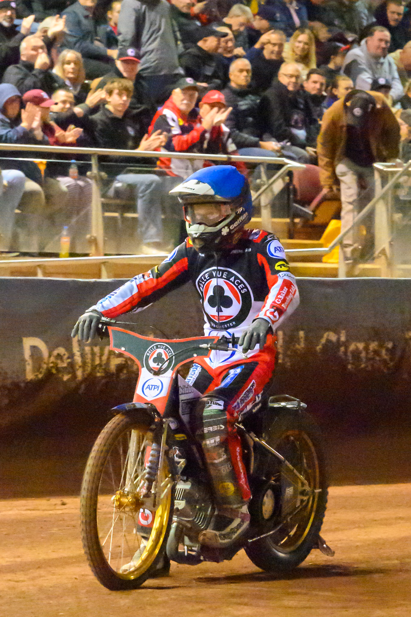 Jason Doyle of Belle Vue Aces rides back to the pits after Heat 13 during the Rowe Motor Oil Premiership Play Off Semi Final 2nd leg match between Belle Vue Aces and Ipswich Witches at the National Speedway Stadium, Manchester on Monday 28th September 2026. (Photo: Ian Charles | MI News)