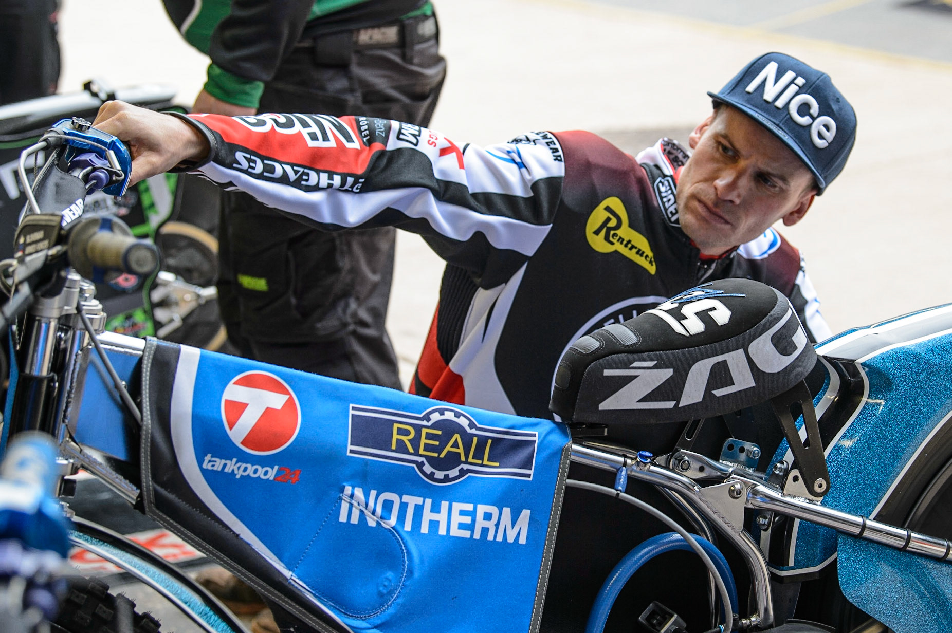 MANCHESTER, UK. MAY 2ND Matej Žagar  warms up his bike during the SGB Premiership match between Belle Vue Aces and Peterborough at the National Speedway Stadium, Manchester on Monday 2nd May 2022. (Credit: Ian Charles | MI News)