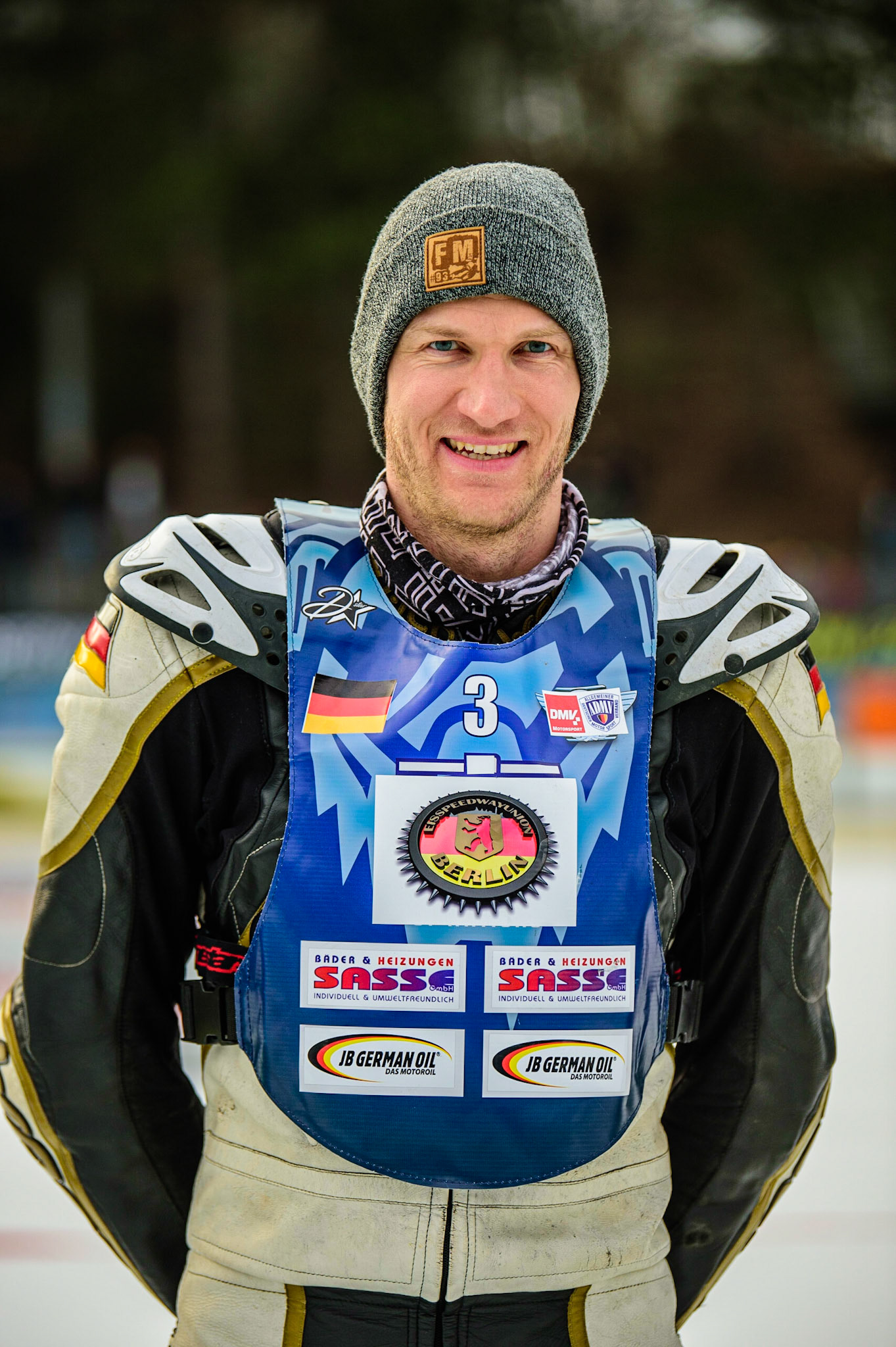 Franz Mayerbüchler during the German Individual Ice Speedway Championship at Horst-Dohm-Eisstadion, Berlin on Friday 3rd March 2023. (Photo: Ian Charles | MI News)