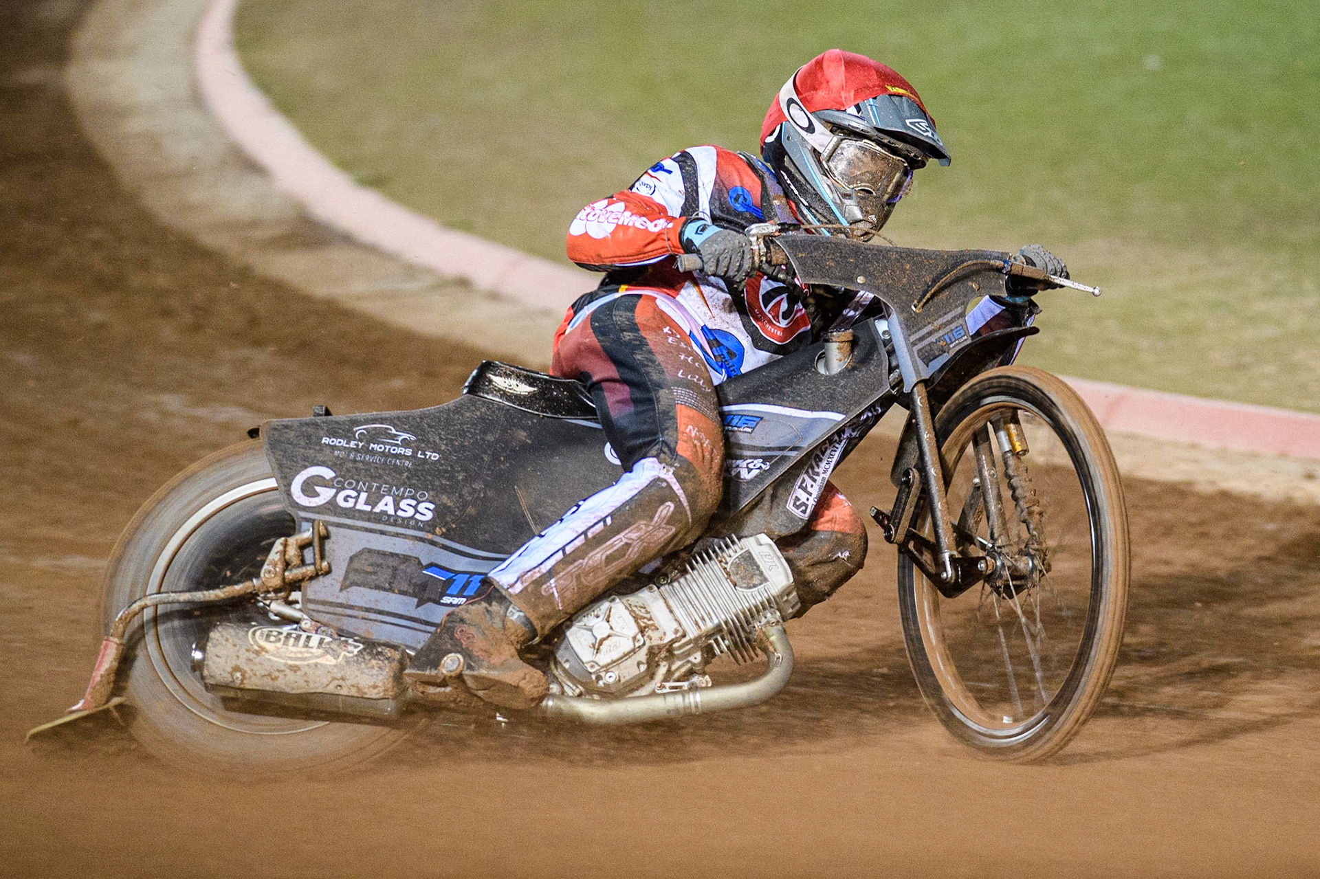 Sam McGurk in action for Belle Vue Cool Running Colts during the National Development League match between Belle Vue Colts and Leicester Lion Cubs at the National Speedway Stadium, Manchester on Friday 8th September 2023. (Photo: Ian Charles | MI News)