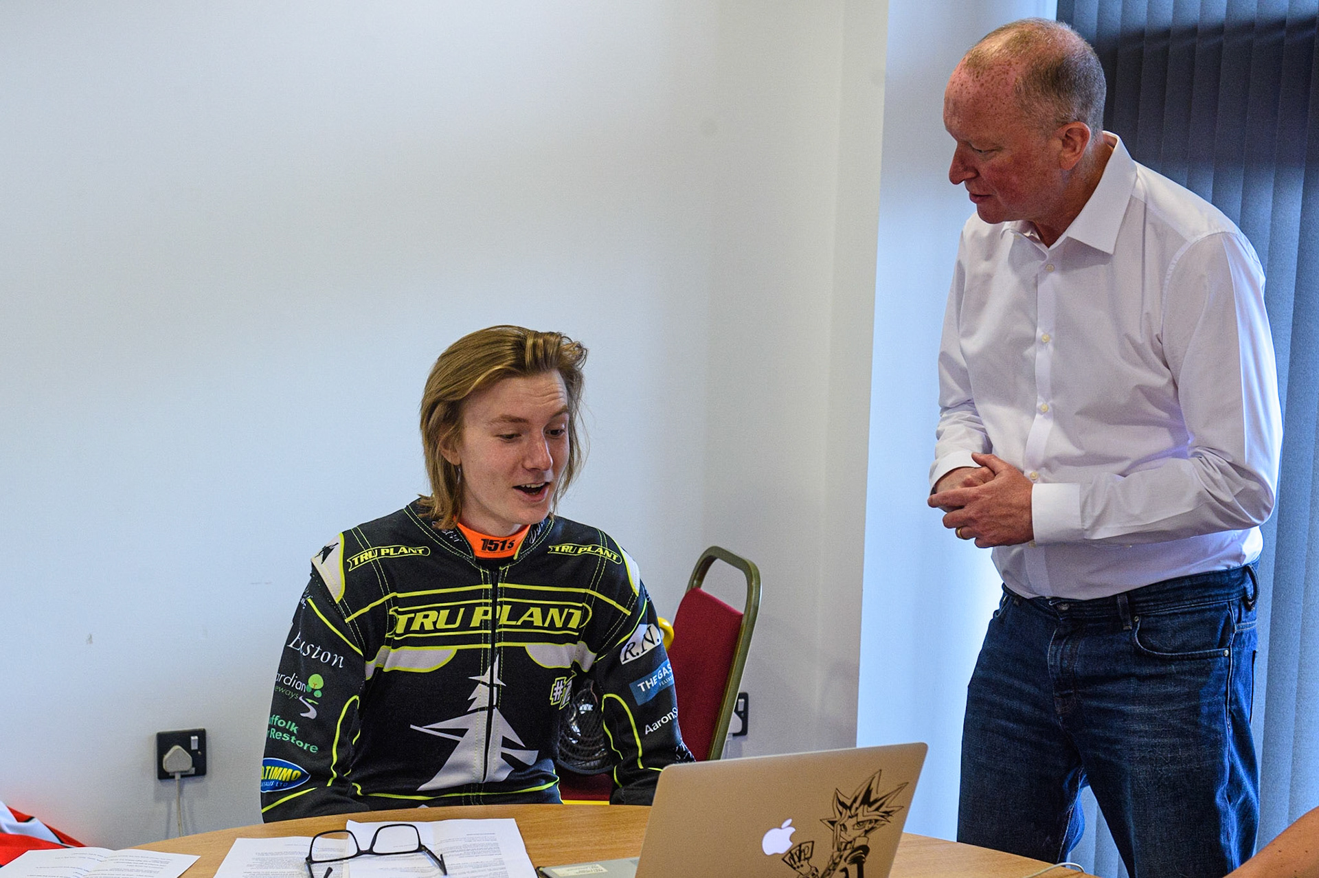Photo: Ian CharlesDrew Kemp on the Zoom Call with British Speedway press officer Nigel PearsonDiscovery Networks Eurosport Speedway Season Launch, National Speedway Stadium, Manchester Wednesday  12  May  2021