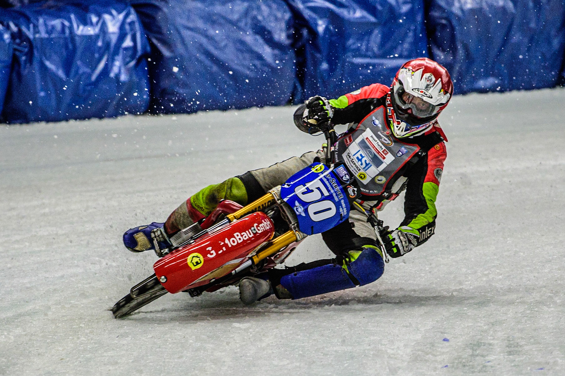 Harald Simon (50) in action during the Ice Speedway Gladiators World Championship Final 1 at Max-Aicher-Arena, Inzell, Germany on Saturday 18th March 2023. (Photo: Ian Charles | MI News)