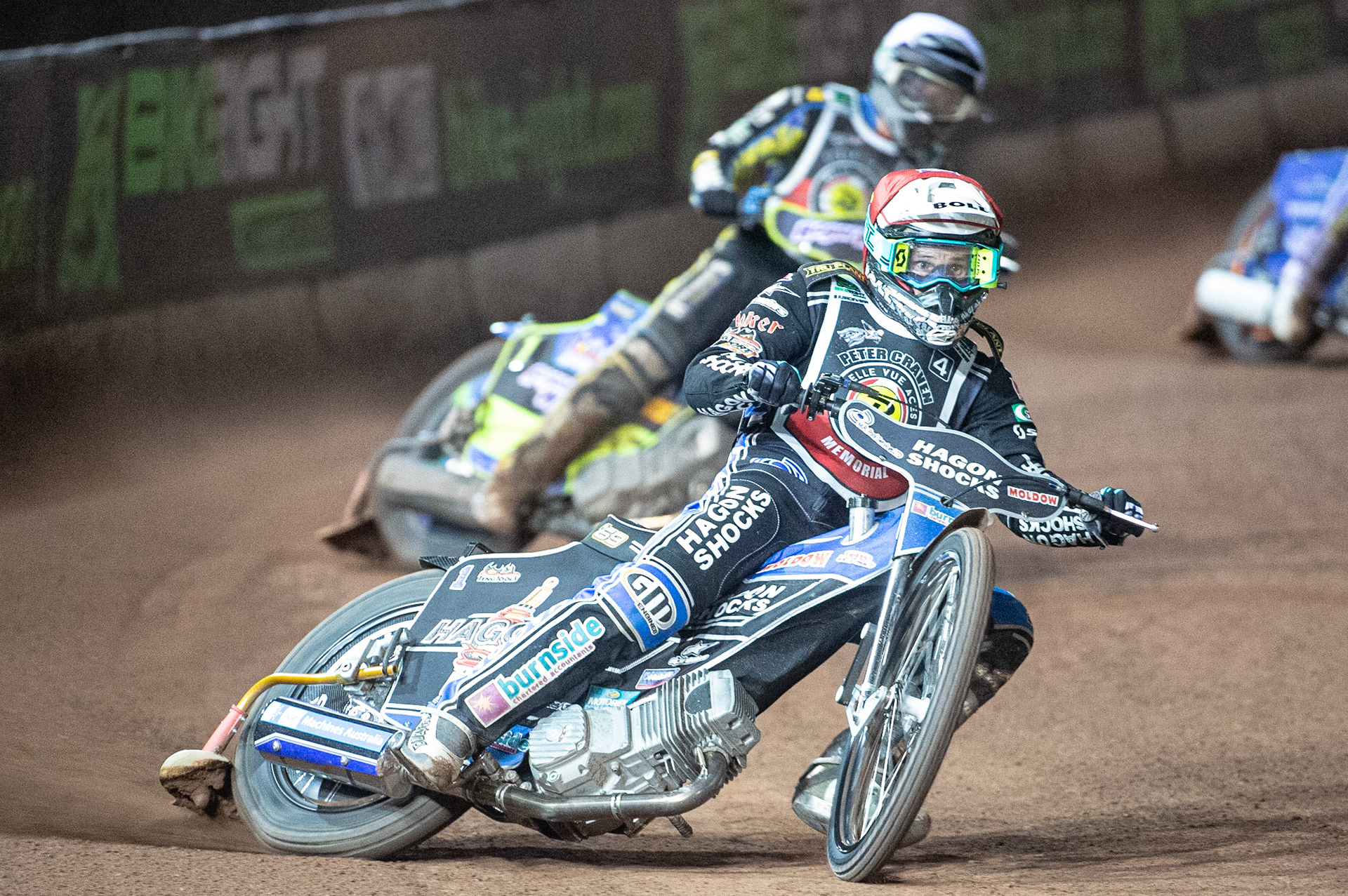 Photo: Ian CharlesJason Doyle (Red) leads Troy Batchelor (White)Peter Craven Memorial Trophy, National Speedway Stadium, Manchester Thursday  22  October  2020