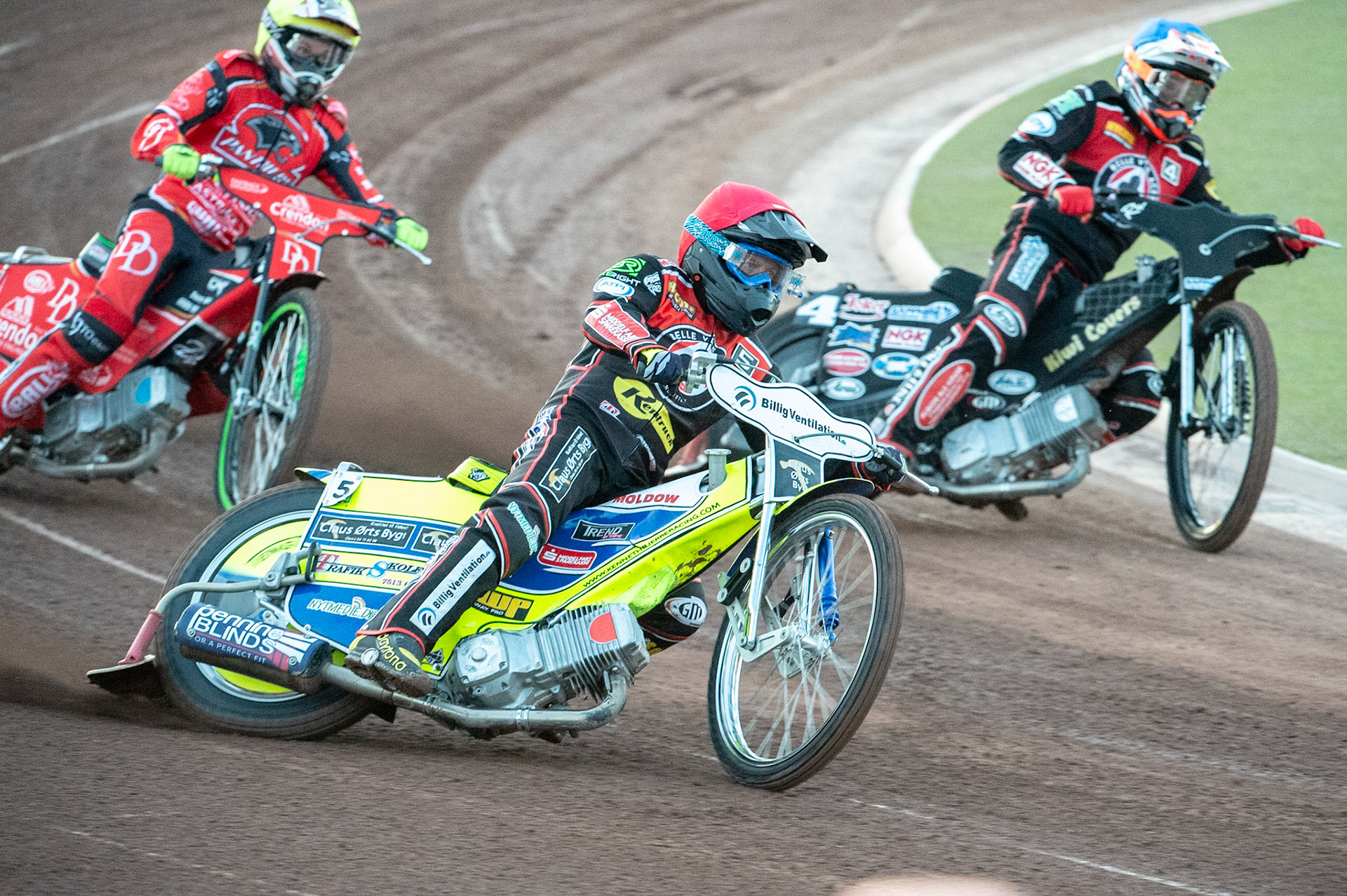 Photo by Ian Charles:

Belle Vue Rentruck Aces’ Kenneth Bjerre (Red) outside team mate Ricky Wells (Blue) lead Peterborough Crendon Panthers’ Charles Wright


Belle Vue Aces v Peterborough Panthers, National Speedway Stadium, Manchester, Wednesday, 10, April, 2019