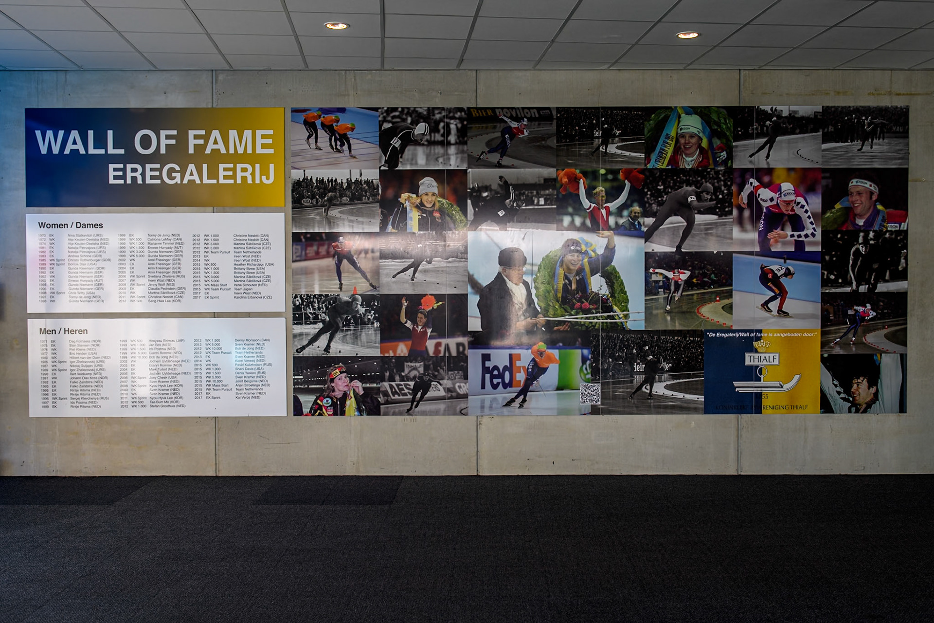 The skating Wall Of Fame at Thialf during the FIM Ice Speedway Gladiators World Championship, Final 4 at the Ice Stadium, Thialf, Heerenveen on Sunday 6th April 2025. (Photo: Ian Charles | MI News)